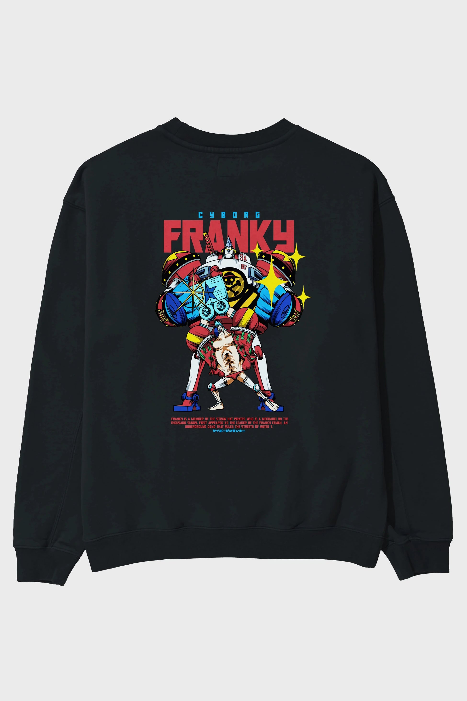 Cyborg Franky Anime Arka Baskılı Oversize Sweatshirt Erkek Kadın Unisex