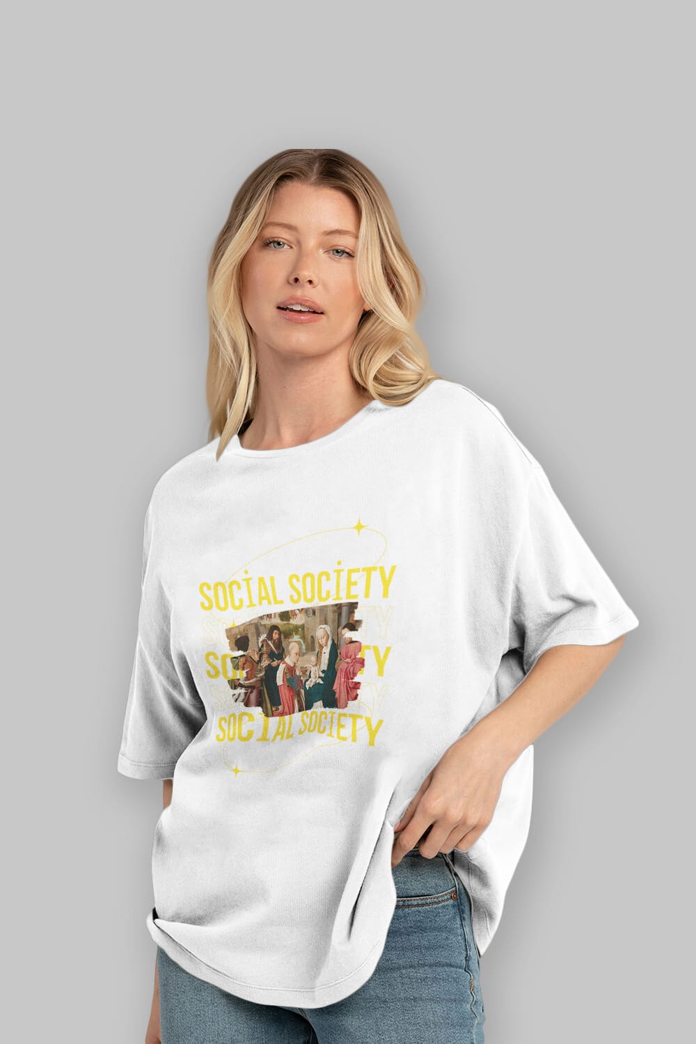 Social Society Yazılı Ön Baskılı Oversize t-shirt Erkek Kadın Unisex