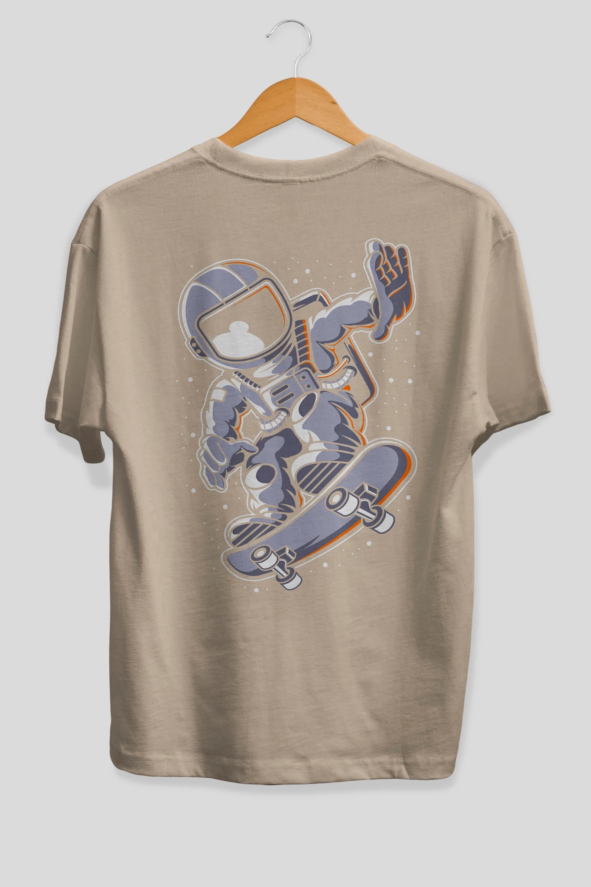 Astronaut Skateboard Arka Baskılı Oversize t-shirt Erkek Kadın Unisex