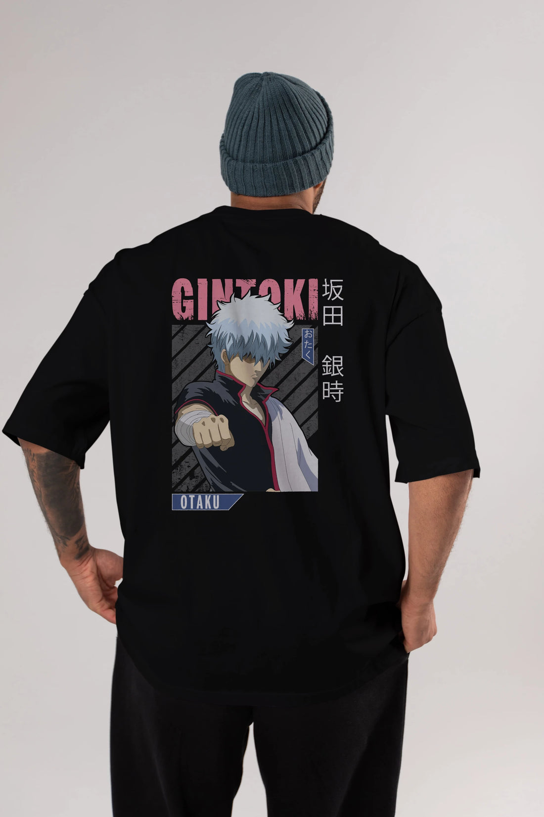 Gintoki Sakata GINTAMA 2 Anime Arka Baskılı Oversize t-shirt Erkek Kadın Unisex