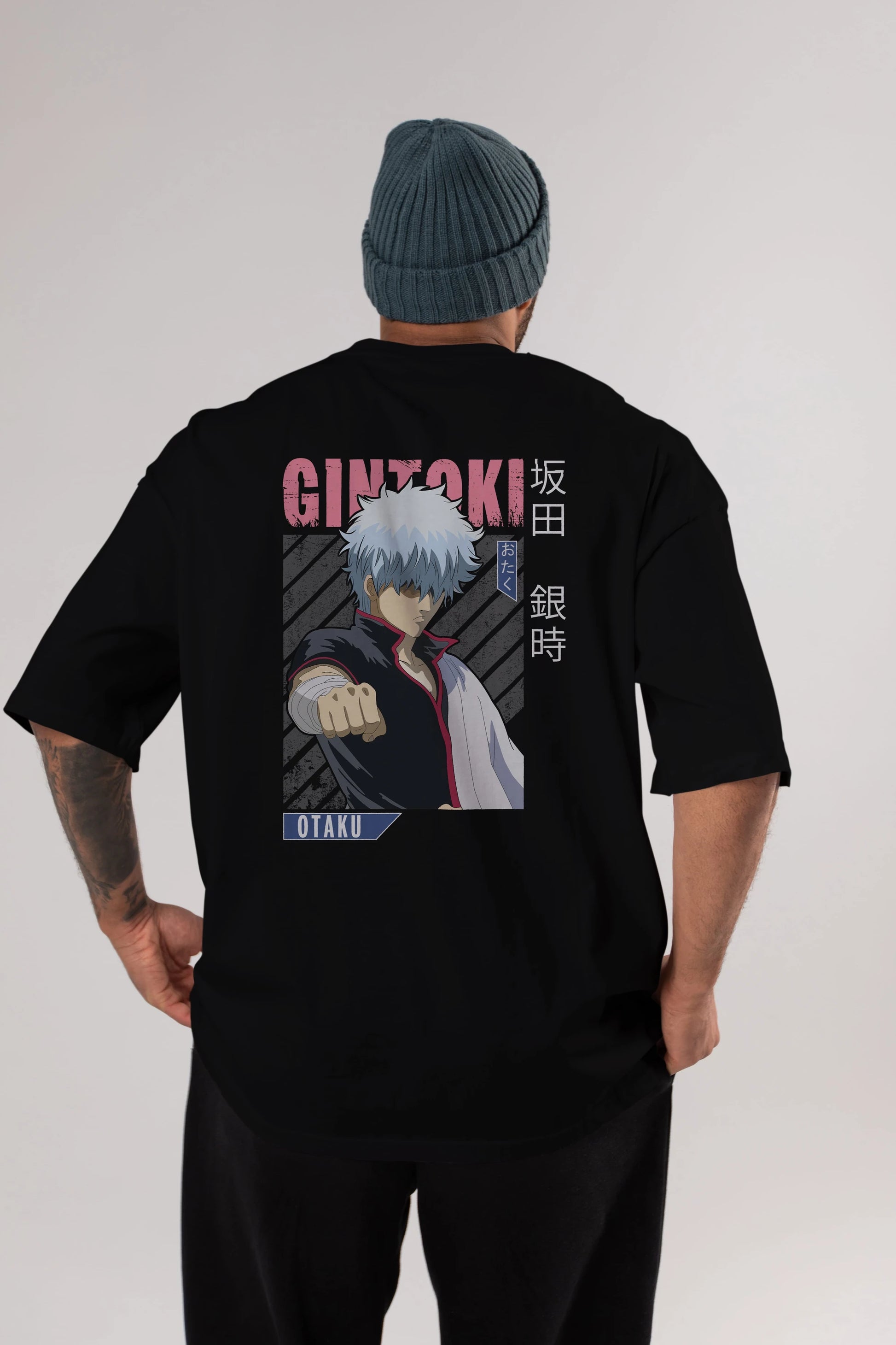 Gintoki Sakata GINTAMA 2 Anime Arka Baskılı Oversize t-shirt Erkek Kadın Unisex