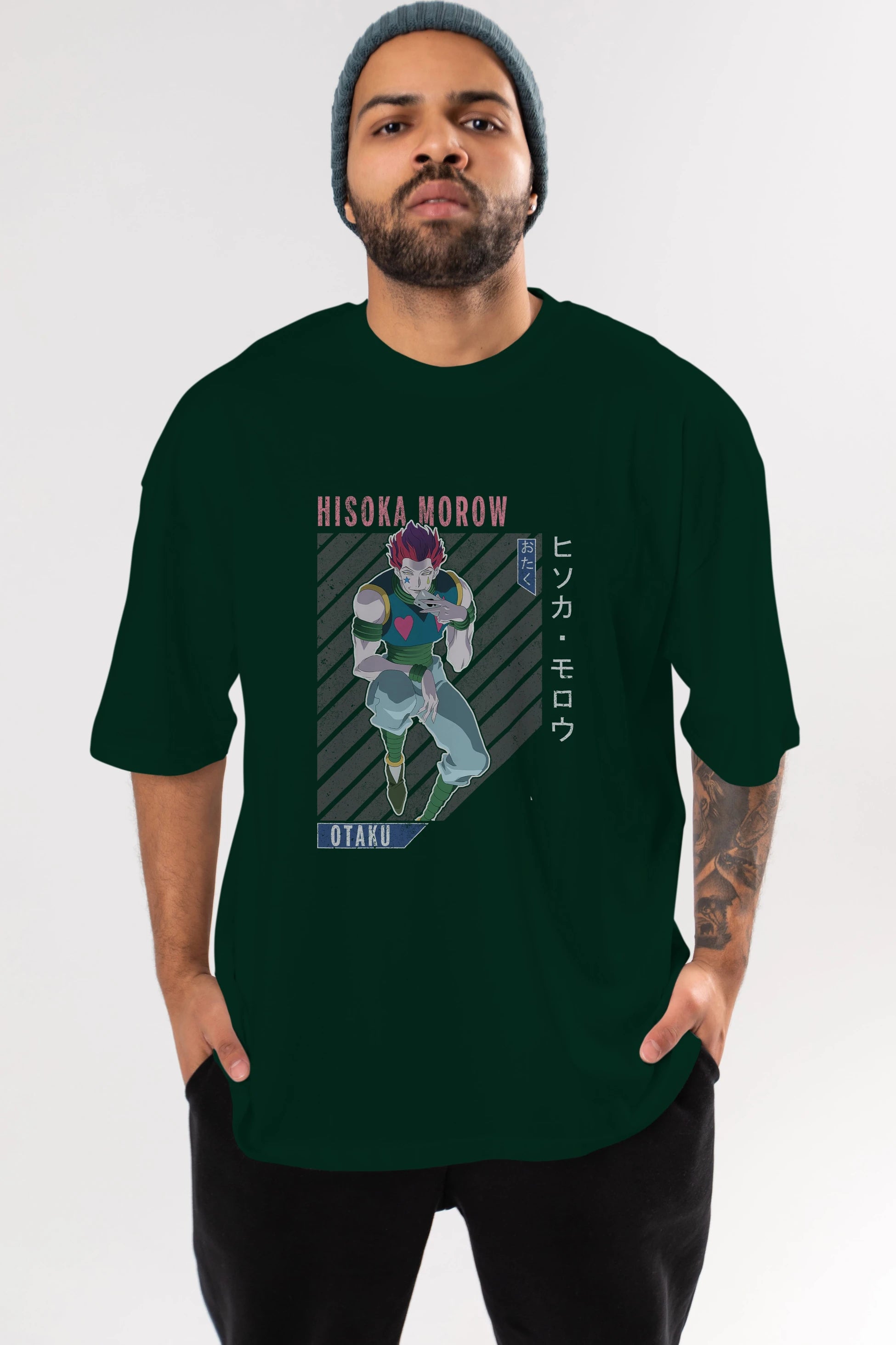 Hisoka Morow 2 2 Anime Ön Baskılı Oversize t-shirt %100 pamuk Erkek Kadın Unisex