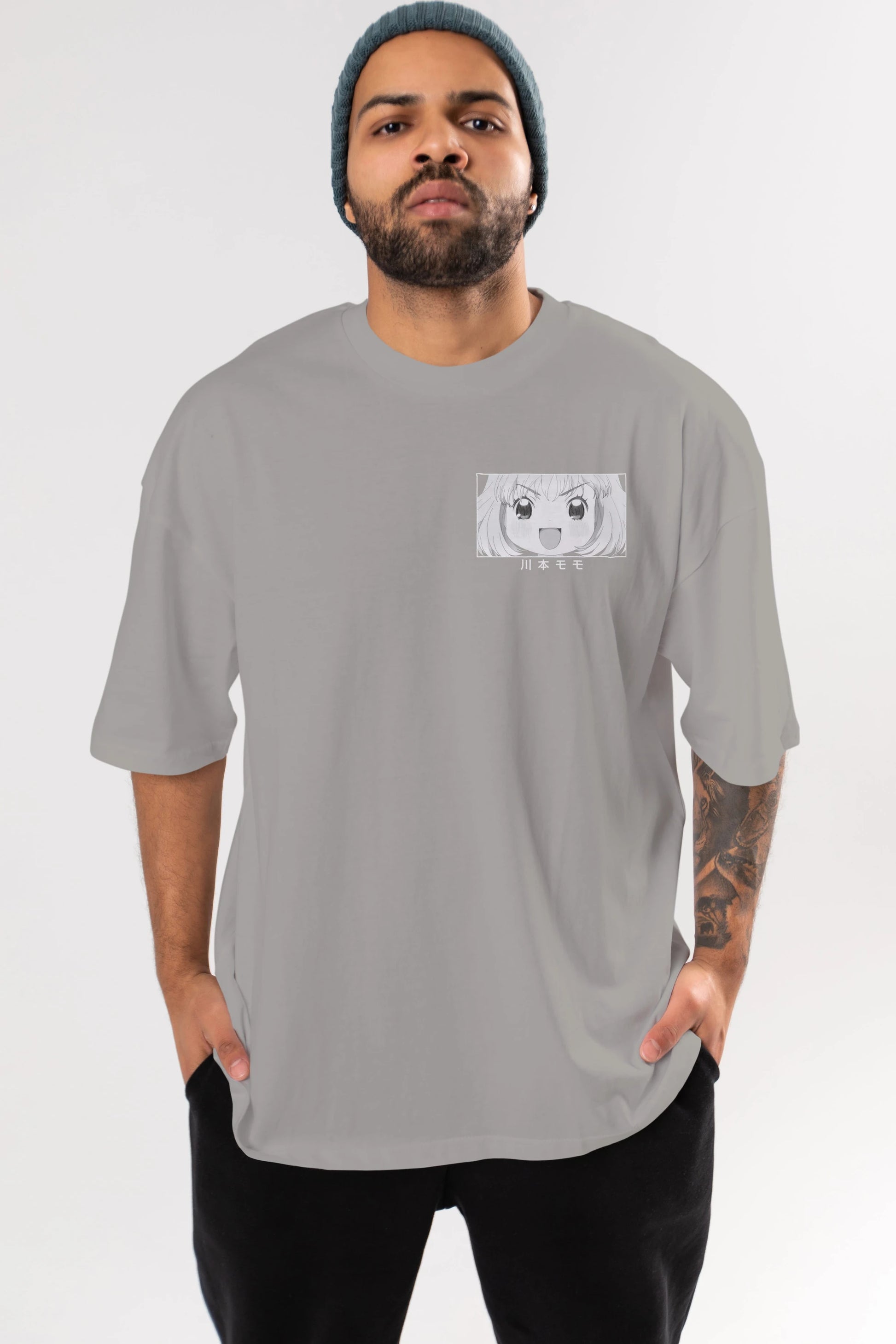 Momo Kawamoto 1 Ön Sol Baskılı Oversize t-shirt Erkek Kadın Unisex %100 Pamuk Bisiklet Yaka tişort