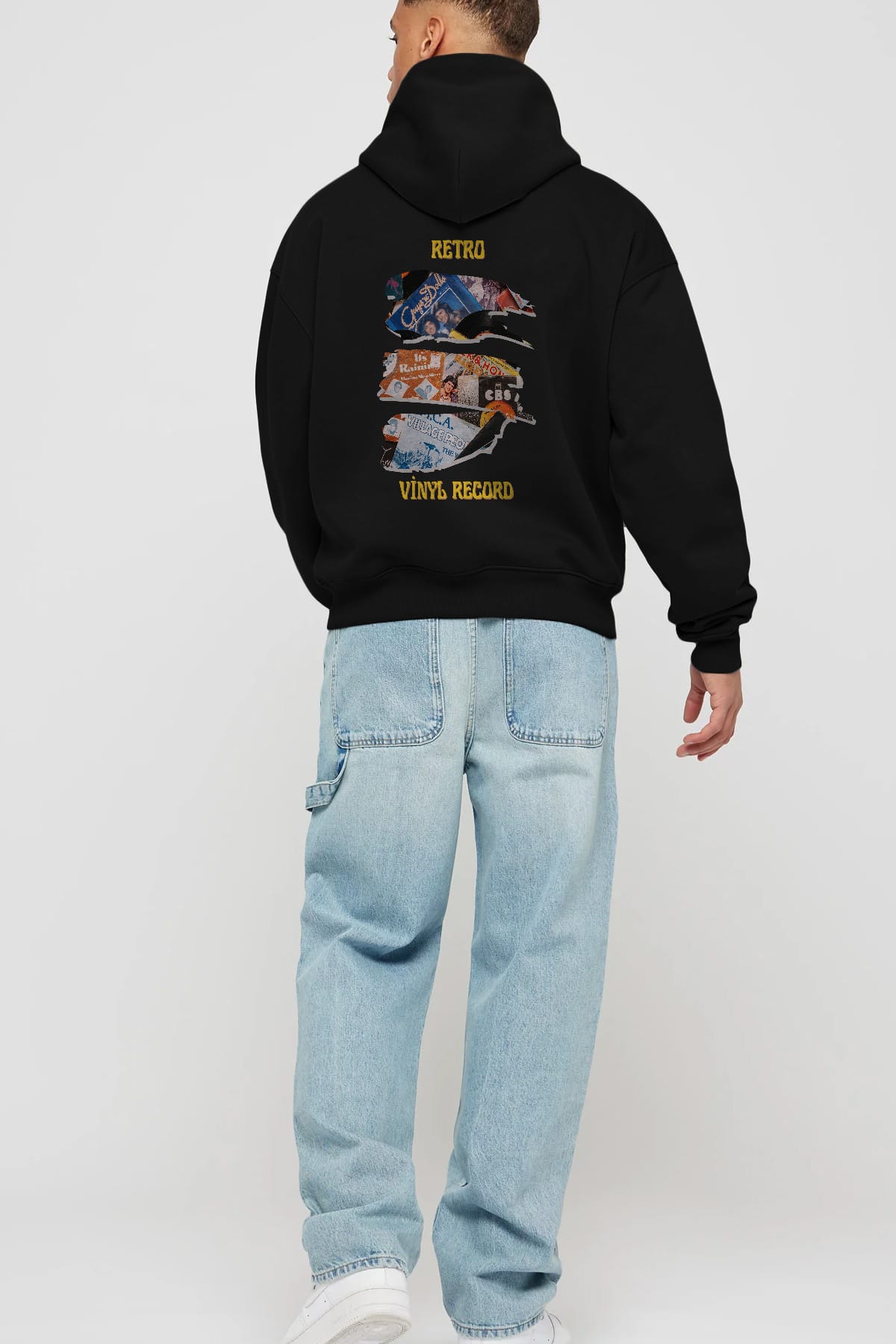 Retro Design Arka Baskılı Oversize Hoodie Kapüşonlu Sweatshirt Erkek Kadın Unisex