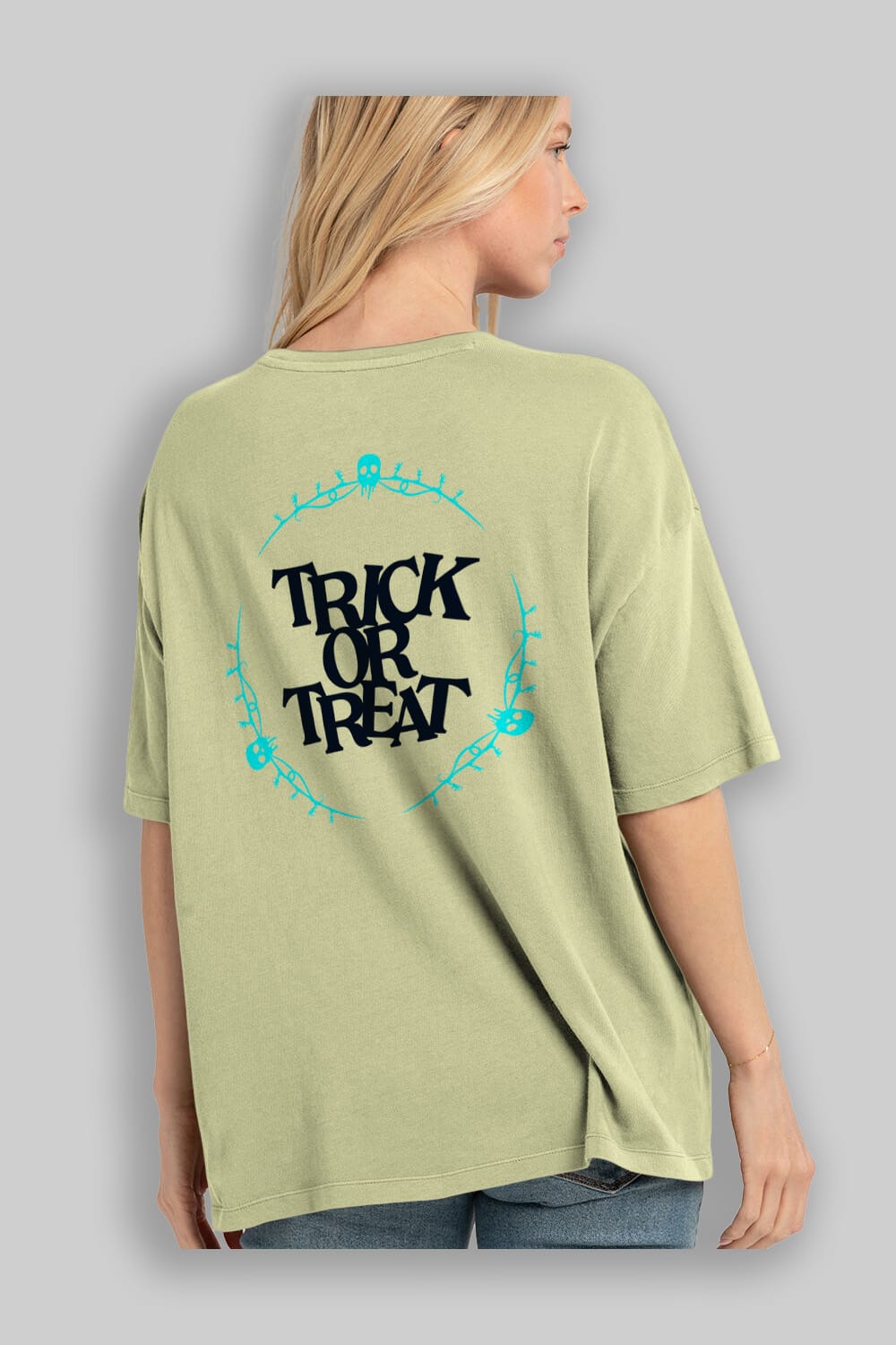 Trick or Treat Yazılı Arka Baskılı Oversize t-shirt Erkek Kadın Unisex