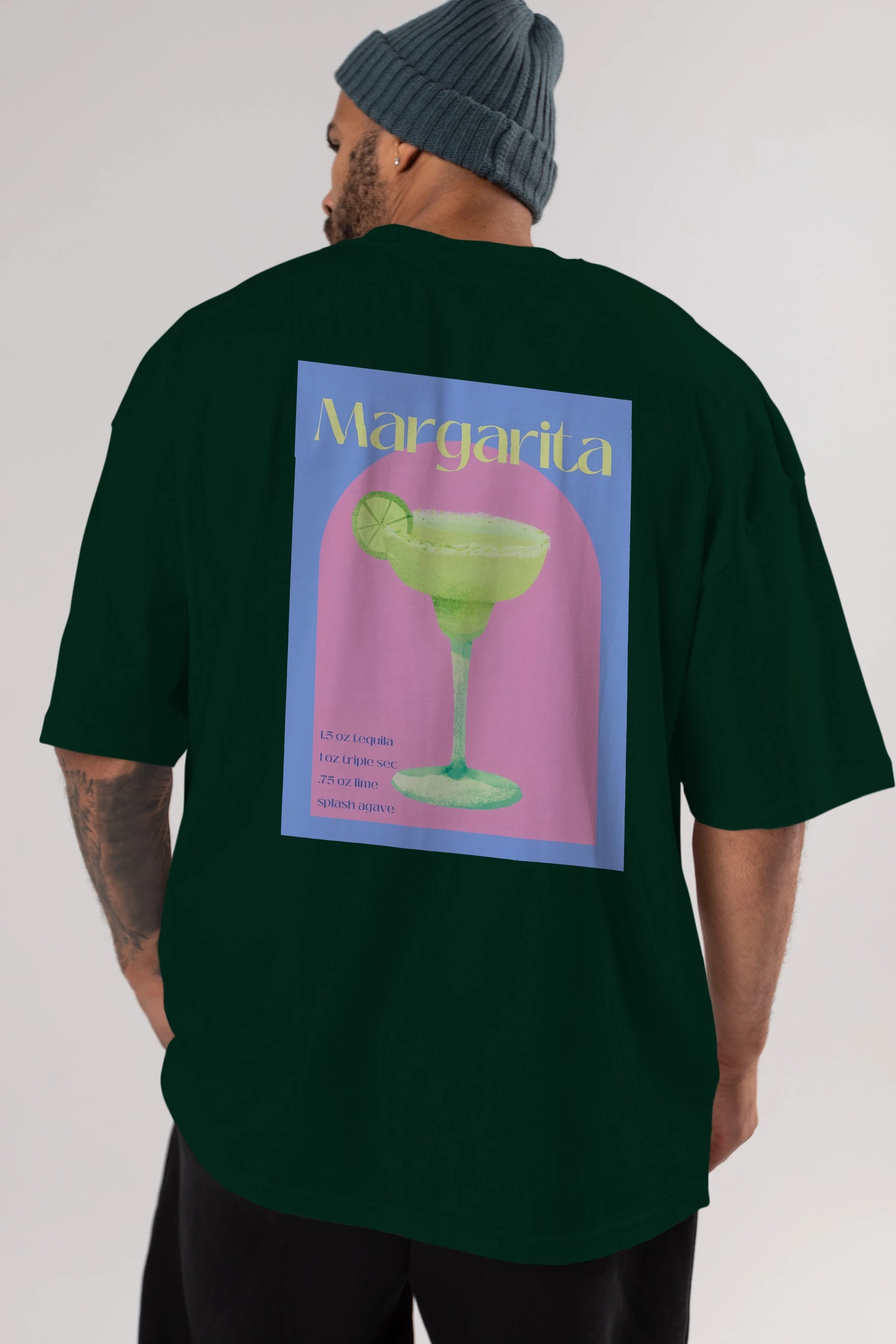 Margarita 6 Arka Baskılı Oversize t-shirt Erkek Kadın Unisex %100 Pamuk Bisiklet Yaka tişort