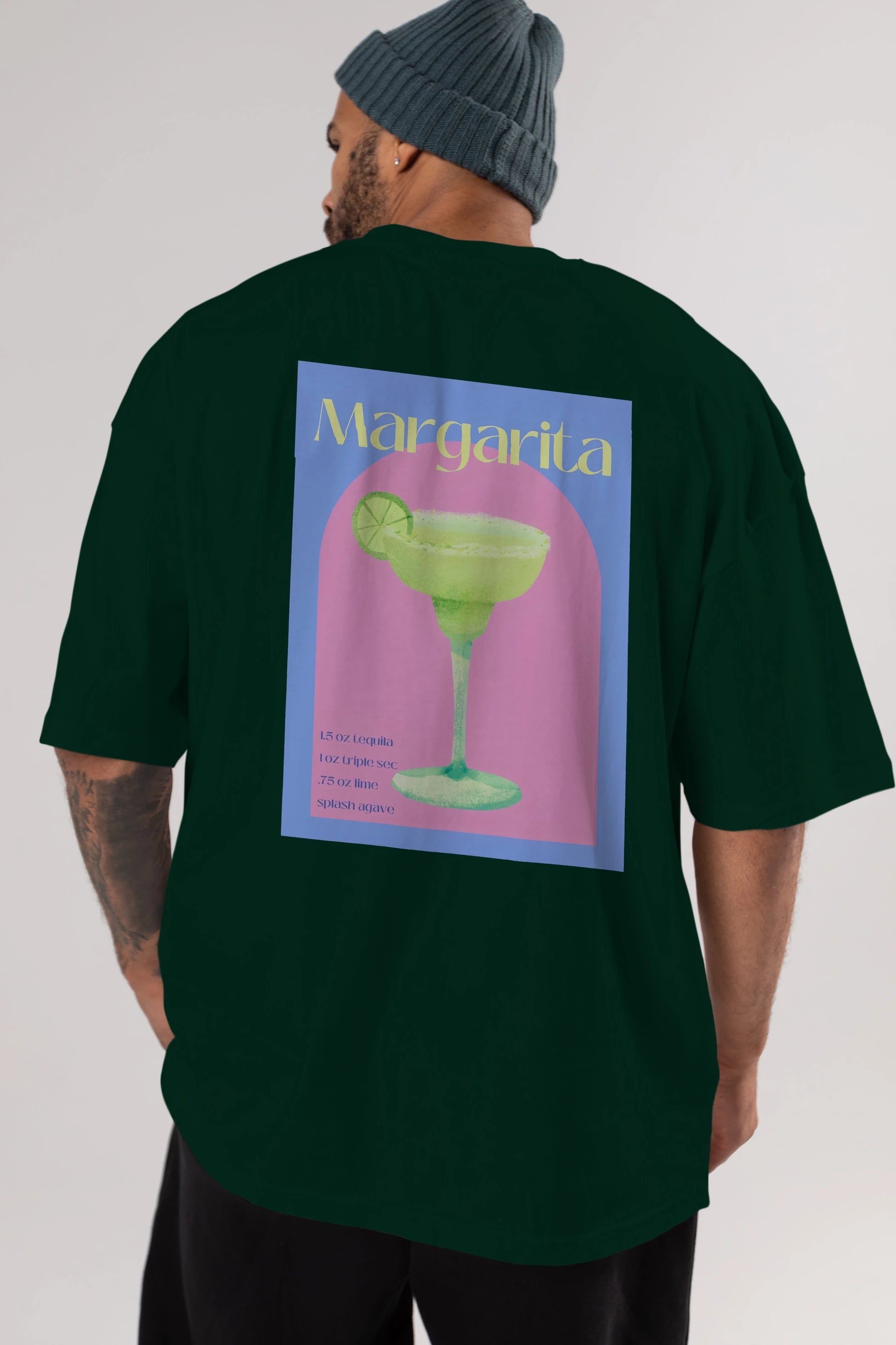 Margarita 6 Arka Baskılı Oversize t-shirt Erkek Kadın Unisex %100 Pamuk Bisiklet Yaka tişort