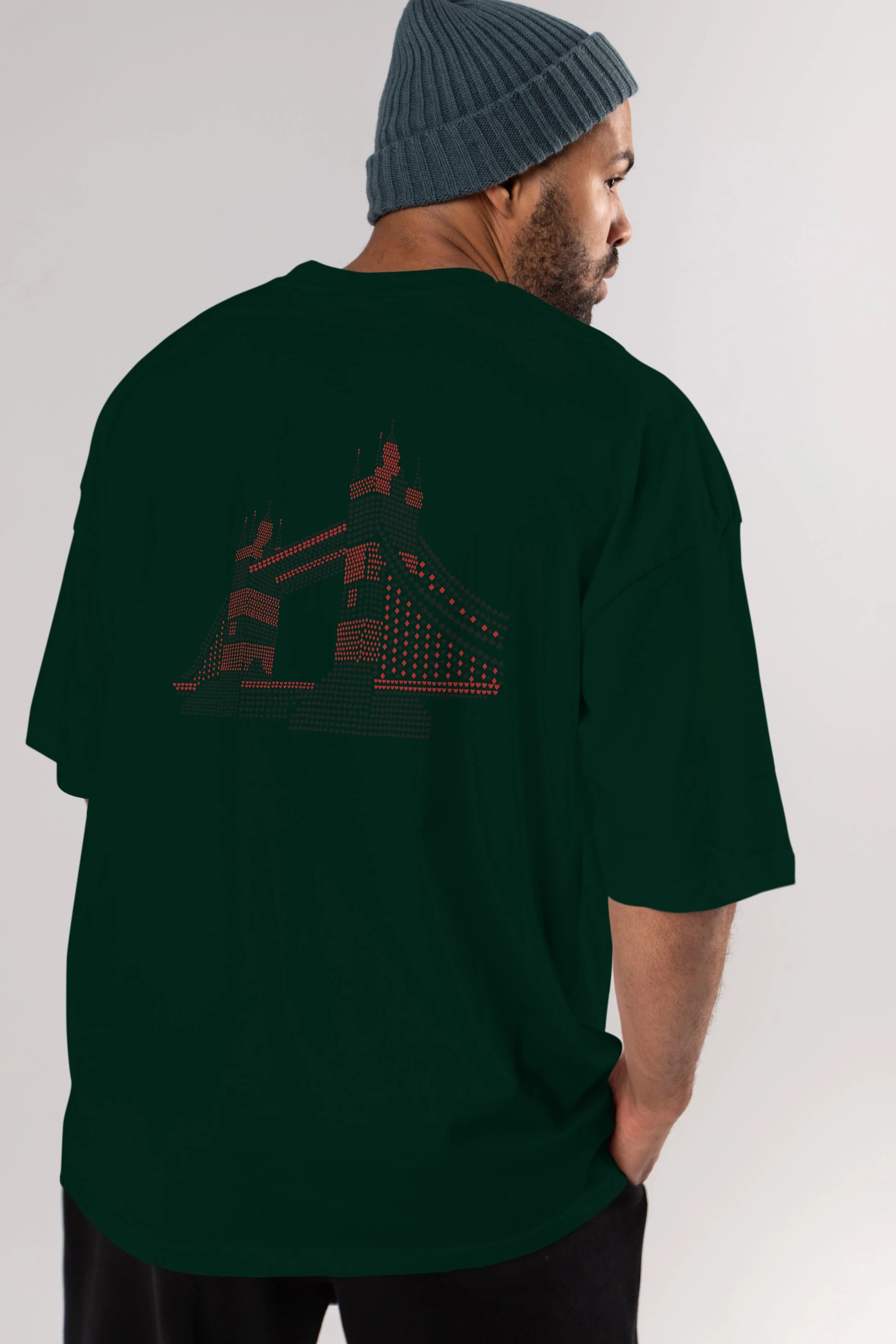 The Bridge Arka Baskılı Oversize t-shirt %100 pamuk Erkek Kadın Unisex