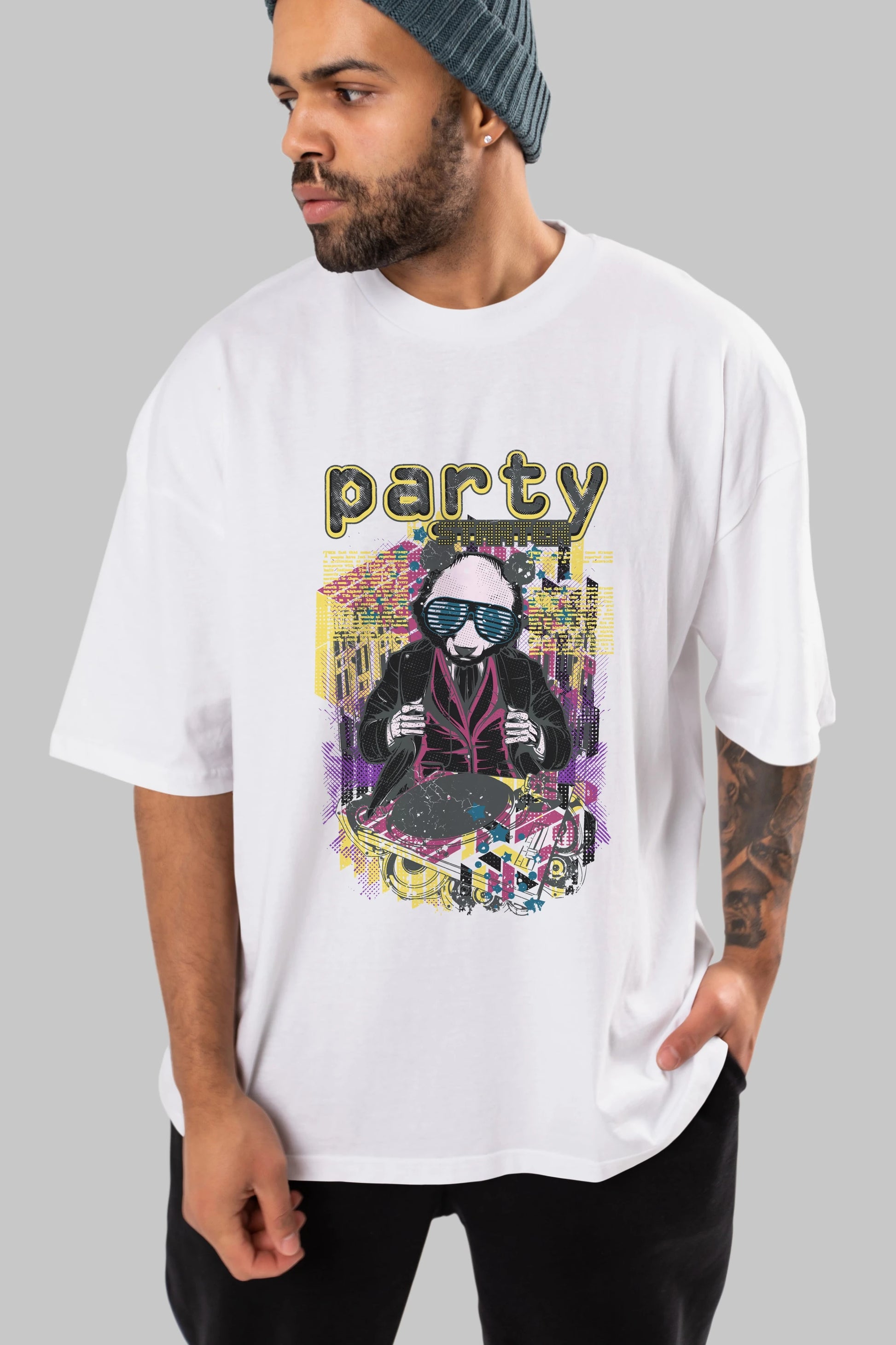 Party Starter Ön Baskılı Oversize t-shirt Erkek Kadın Unisex