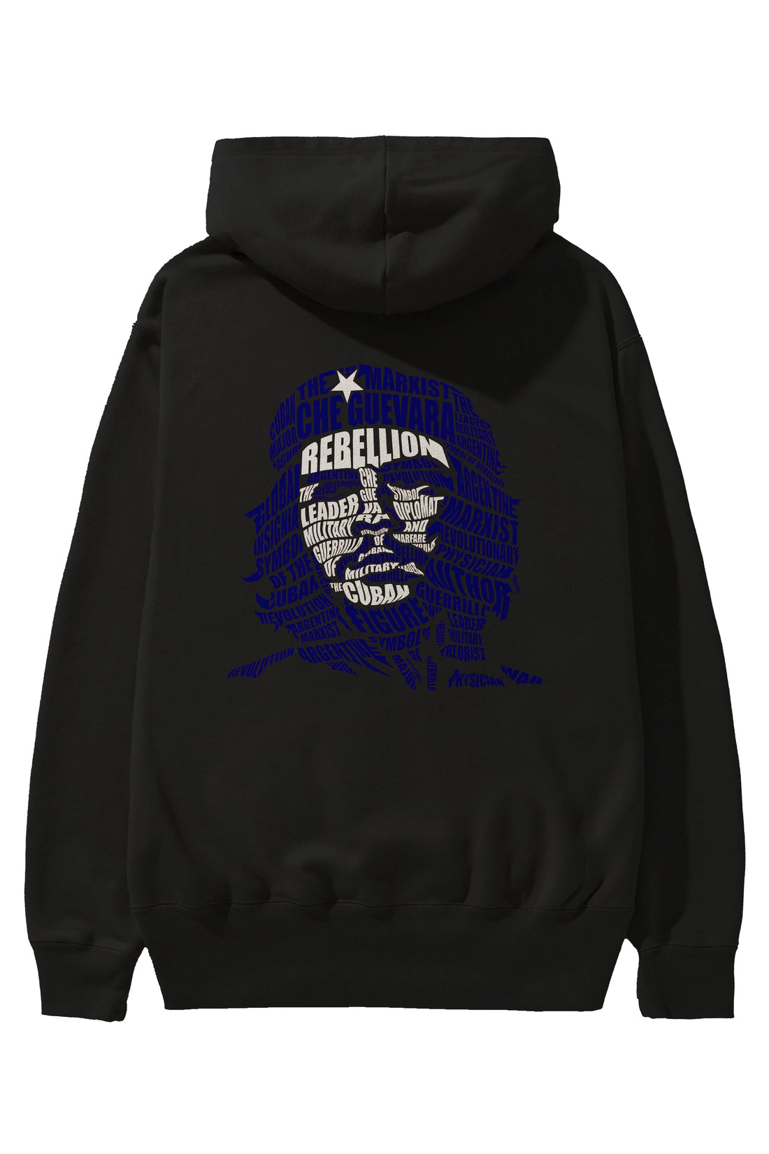 Che Guevara Calligram Arka Baskılı Hoodie Oversize Kapüşonlu Sweatshirt Erkek Kadın Unisex