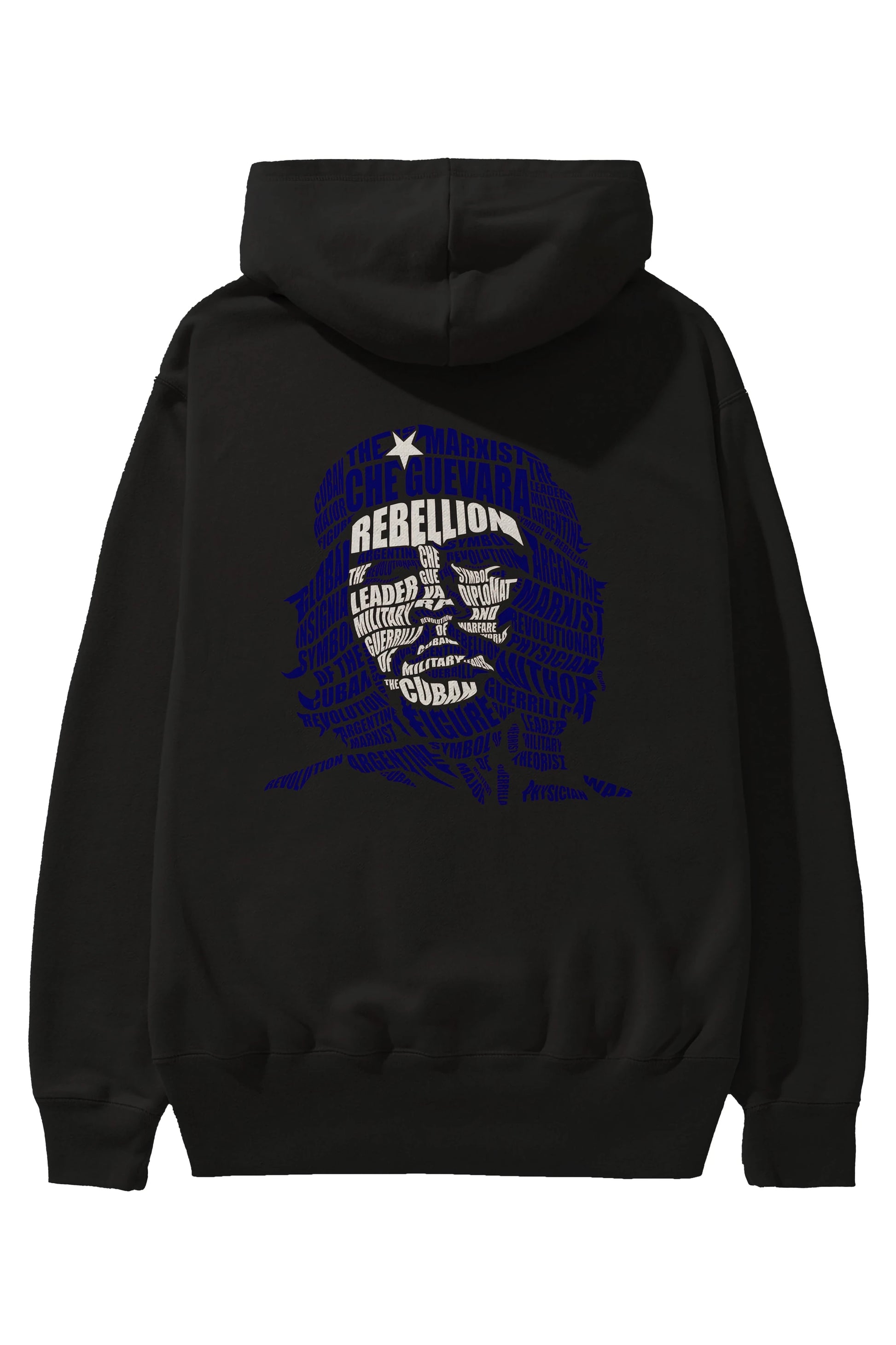 Che Guevara Calligram Arka Baskılı Hoodie Oversize Kapüşonlu Sweatshirt Erkek Kadın Unisex