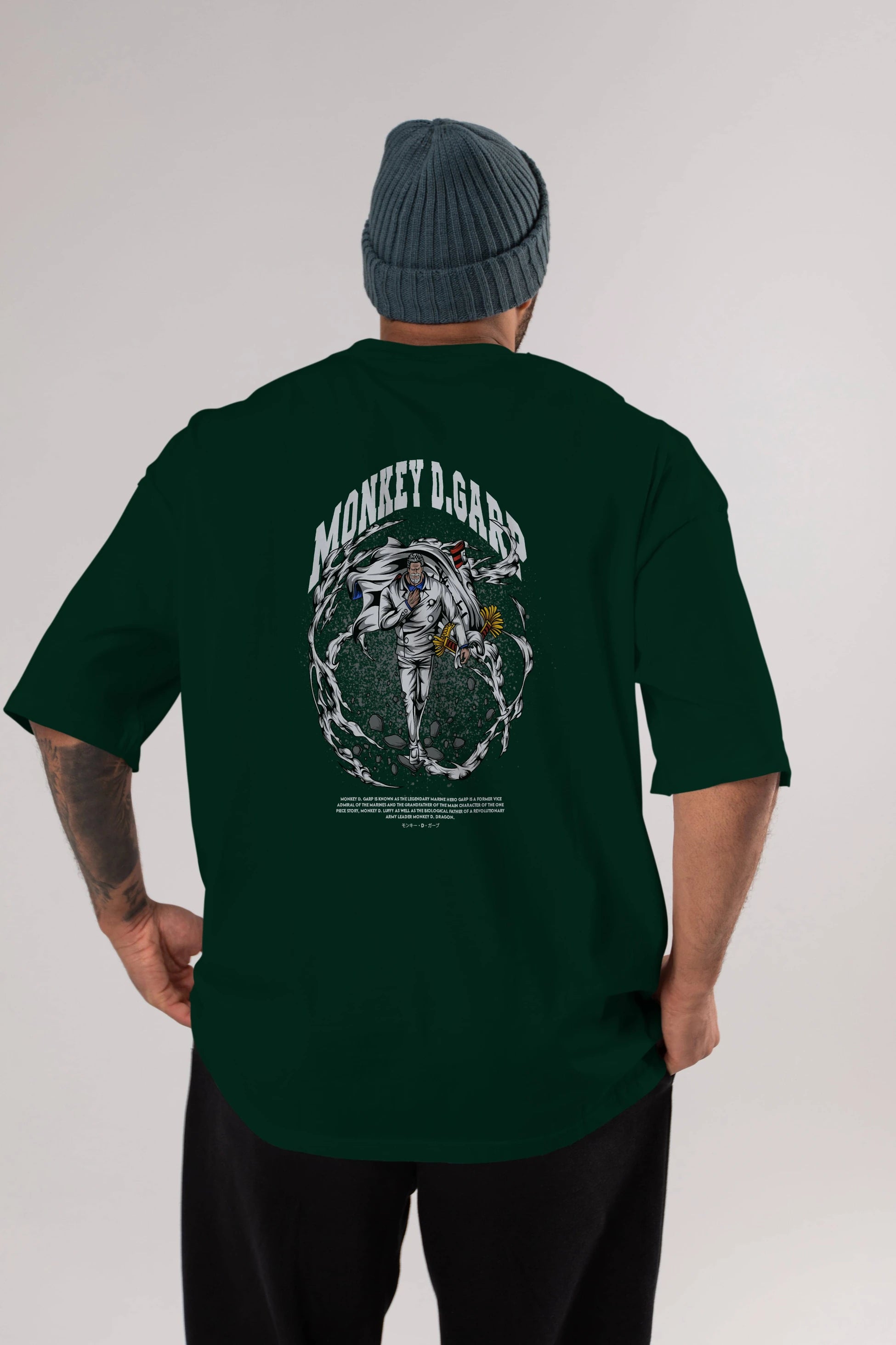 Monkey D. Garp Anime Arka Baskılı Oversize t-shirt Erkek Kadın Unisex