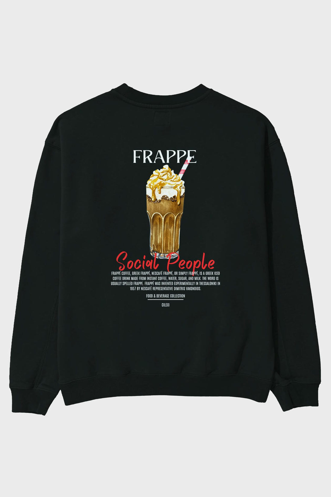 Frappe Arka Baskılı Oversize Sweatshirt Erkek Kadın Unisex