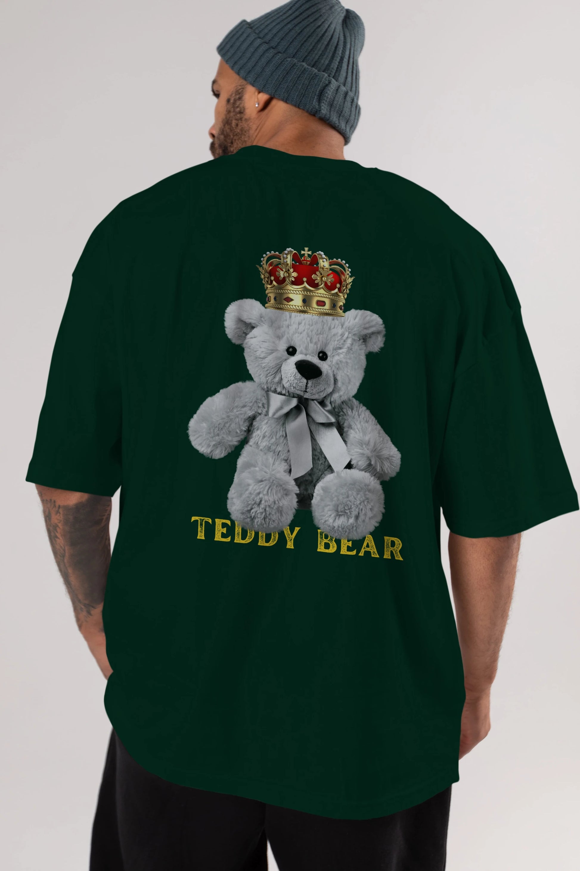 Teddy Bear Arka Baskılı Oversize t-shirt Erkek Kadın Unisex
