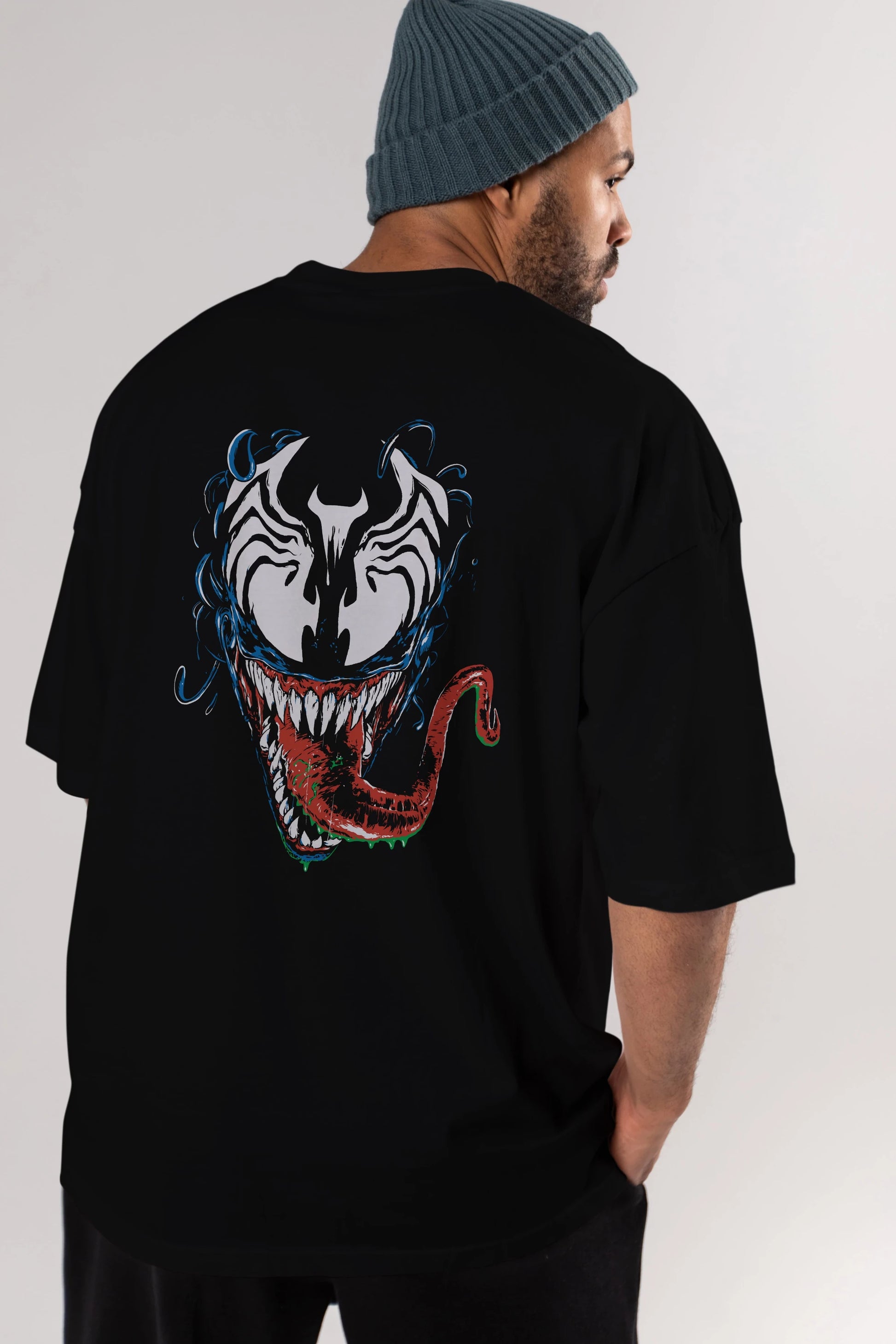 Venom (2) Arka Baskılı Oversize t-shirt Erkek Kadın Unisex %100 Pamuk Bisiklet Yaka tişort