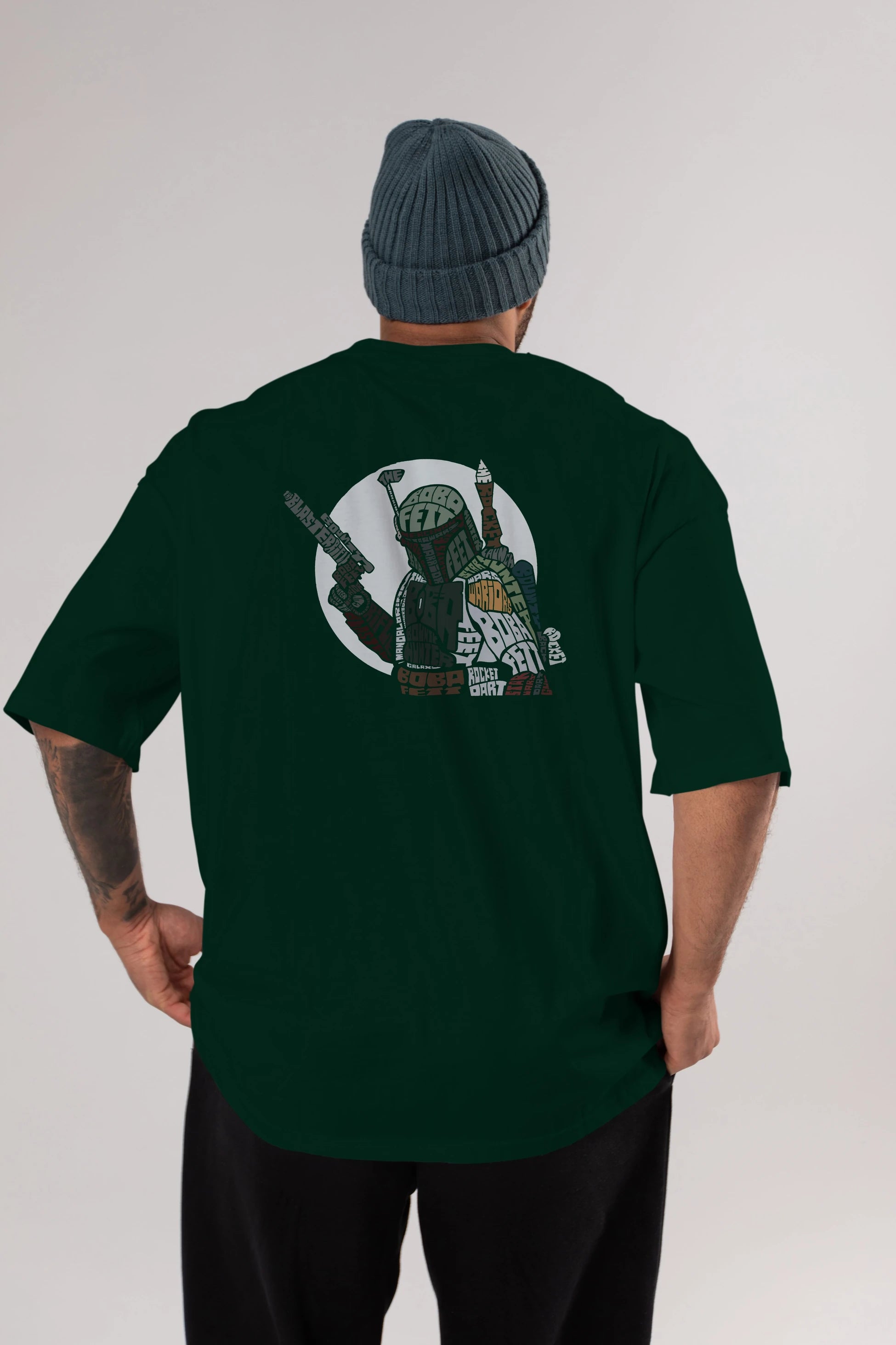 Boba Fett Arka Baskılı Oversize t-shirt %100 pamuk Erkek Kadın Unisex