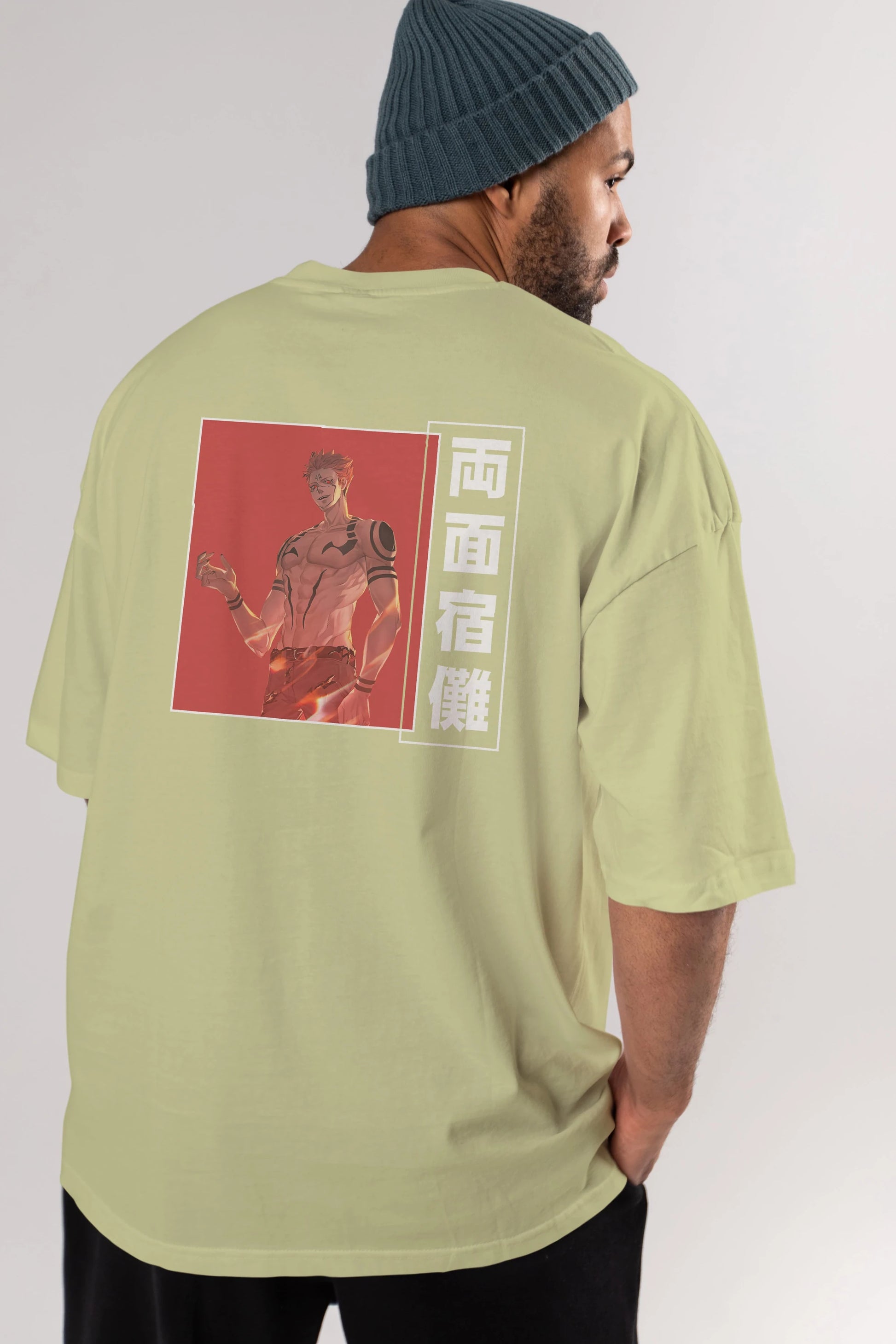 Sukuna Ryoumen 3 Anime Arka Baskılı Oversize t-shirt Erkek Kadın Unisex