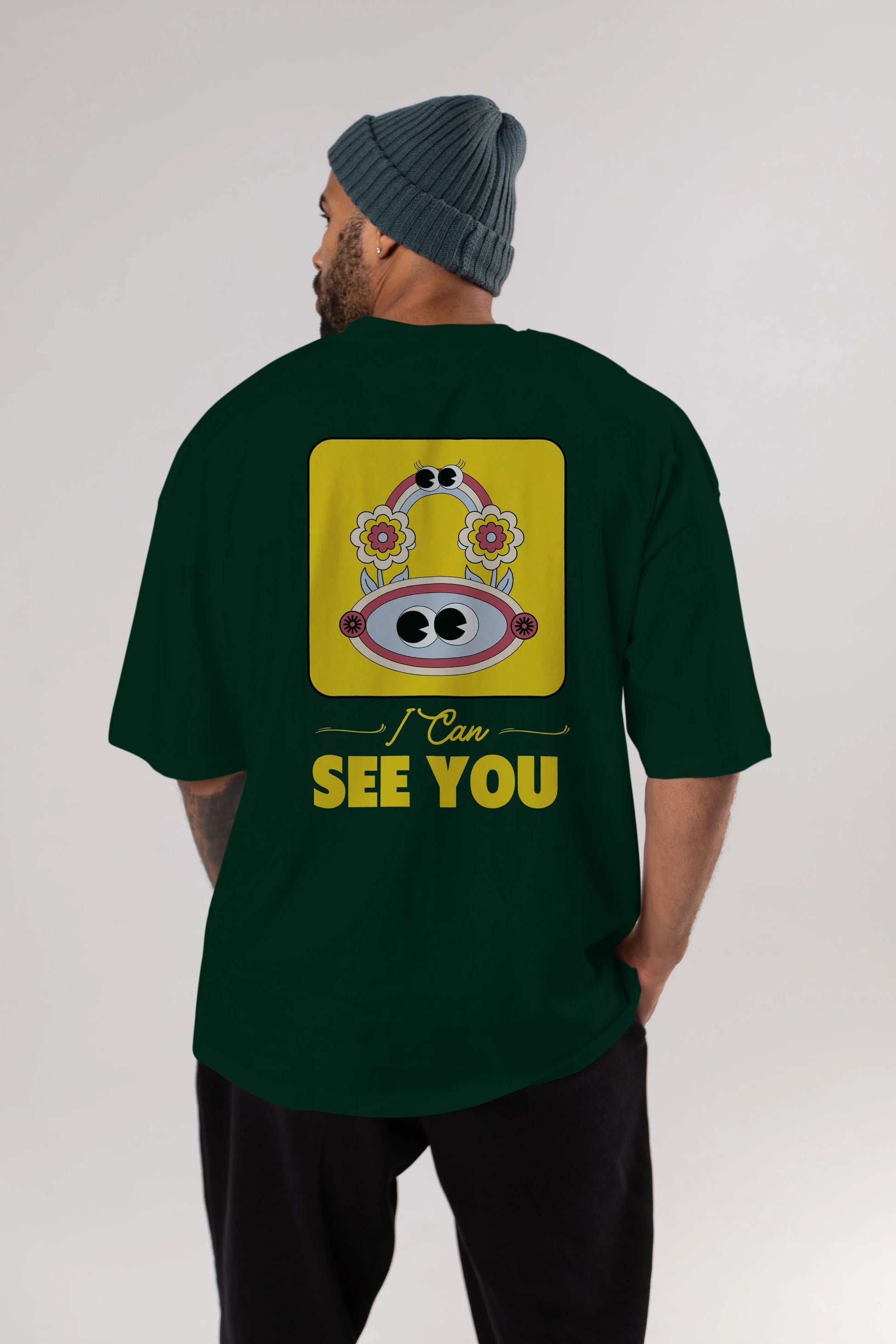 I Can See You Yazılı Arka Baskılı Oversize t-shirt Erkek Kadın Unisex