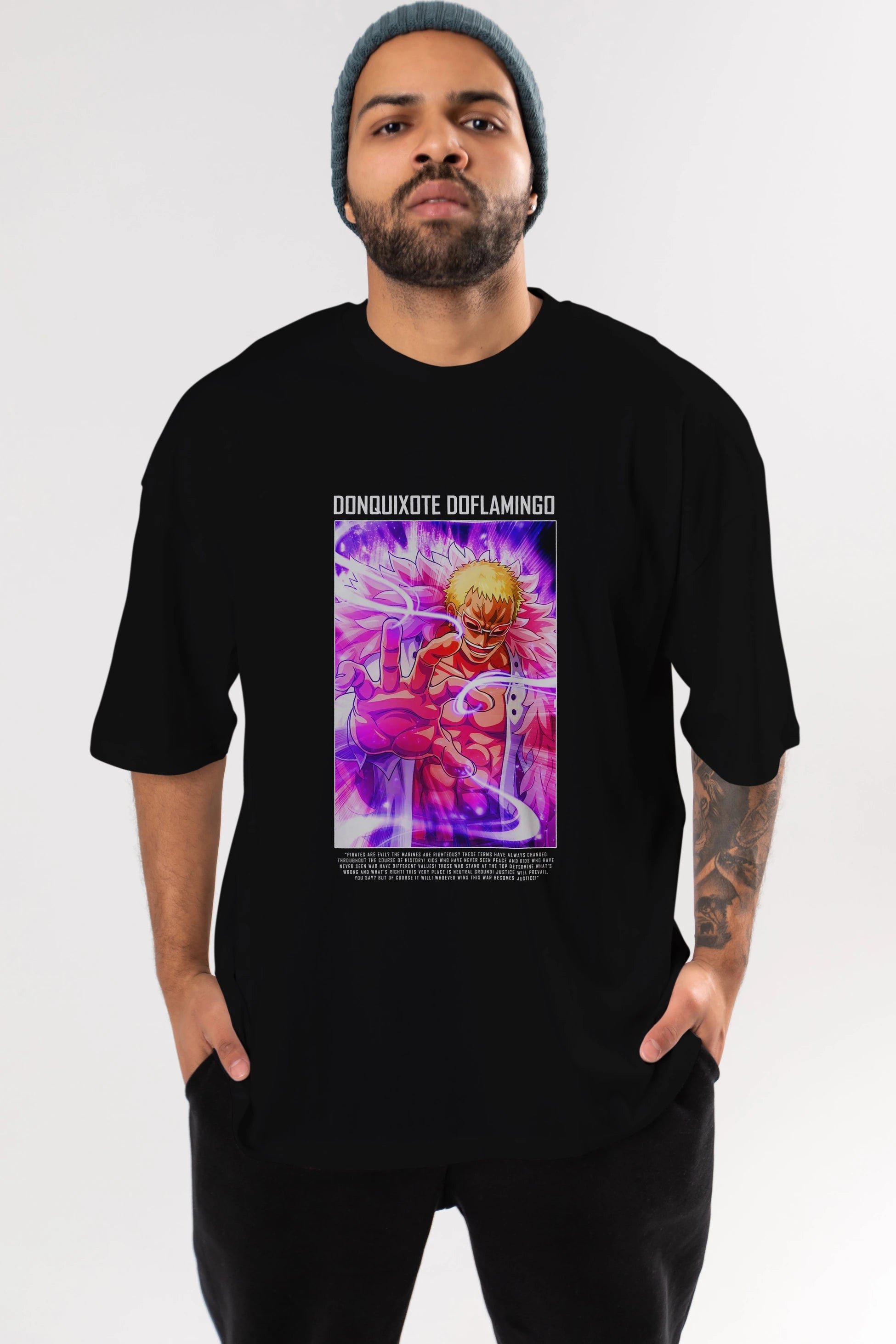Doflamingo Anime Ön Baskılı Oversize t-shirt Erkek Kadın Unisex