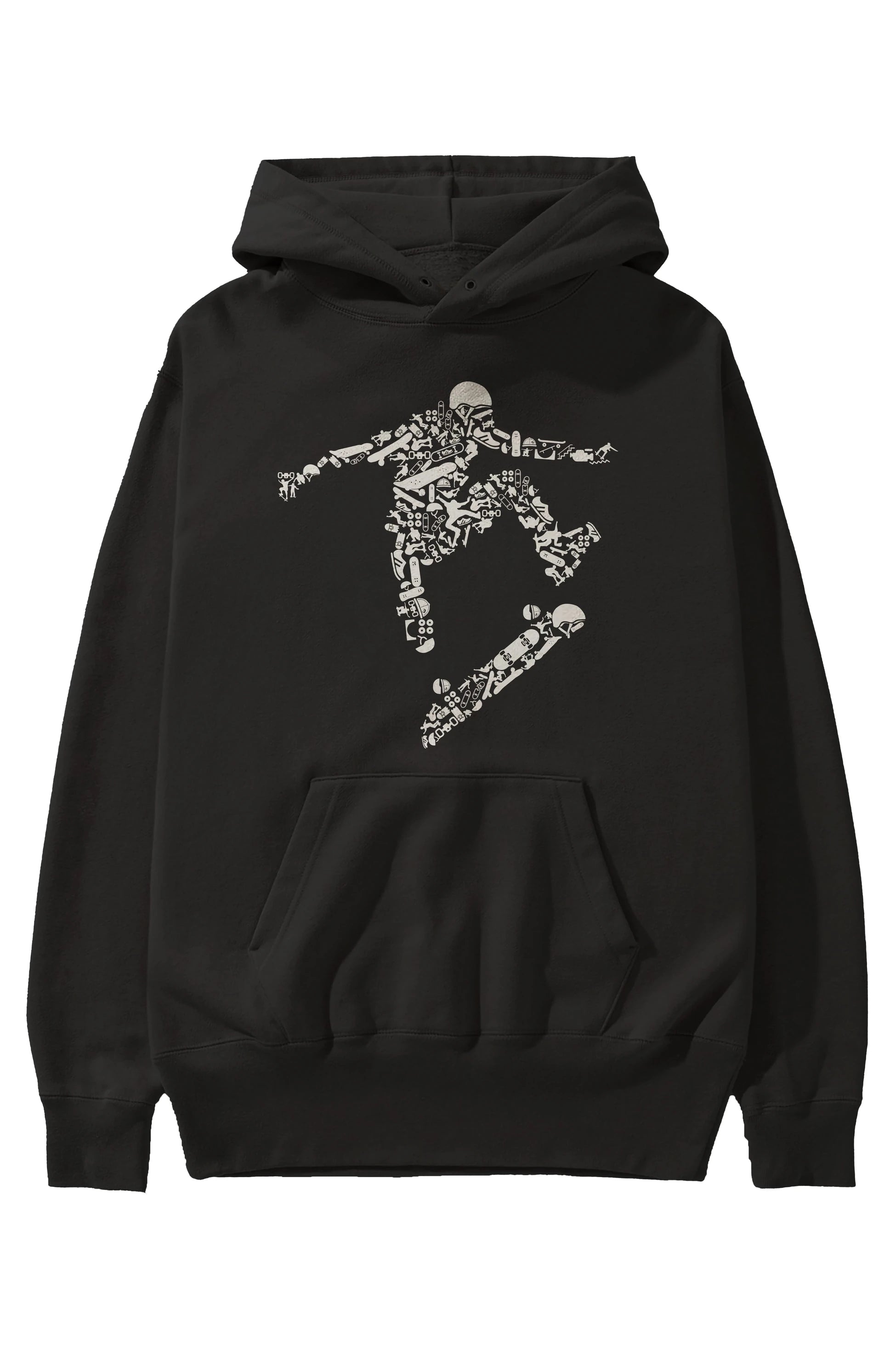Skater Ön Baskılı Hoodie Oversize Kapüşonlu Sweatshirt Erkek Kadın Unisex
