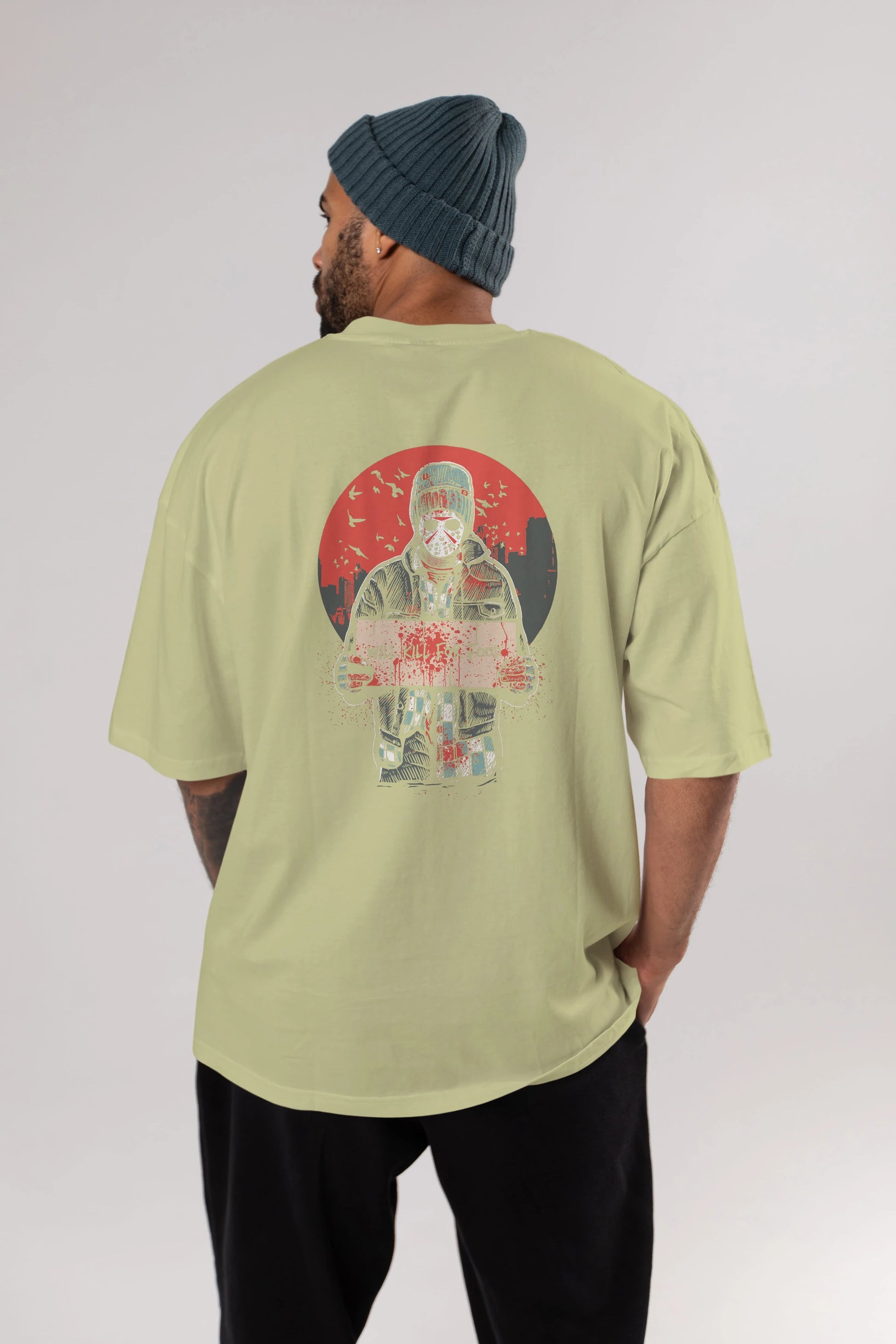 Kill For Food Arka Baskılı Oversize t-shirt Erkek Kadın Unisex %100 Pamuk