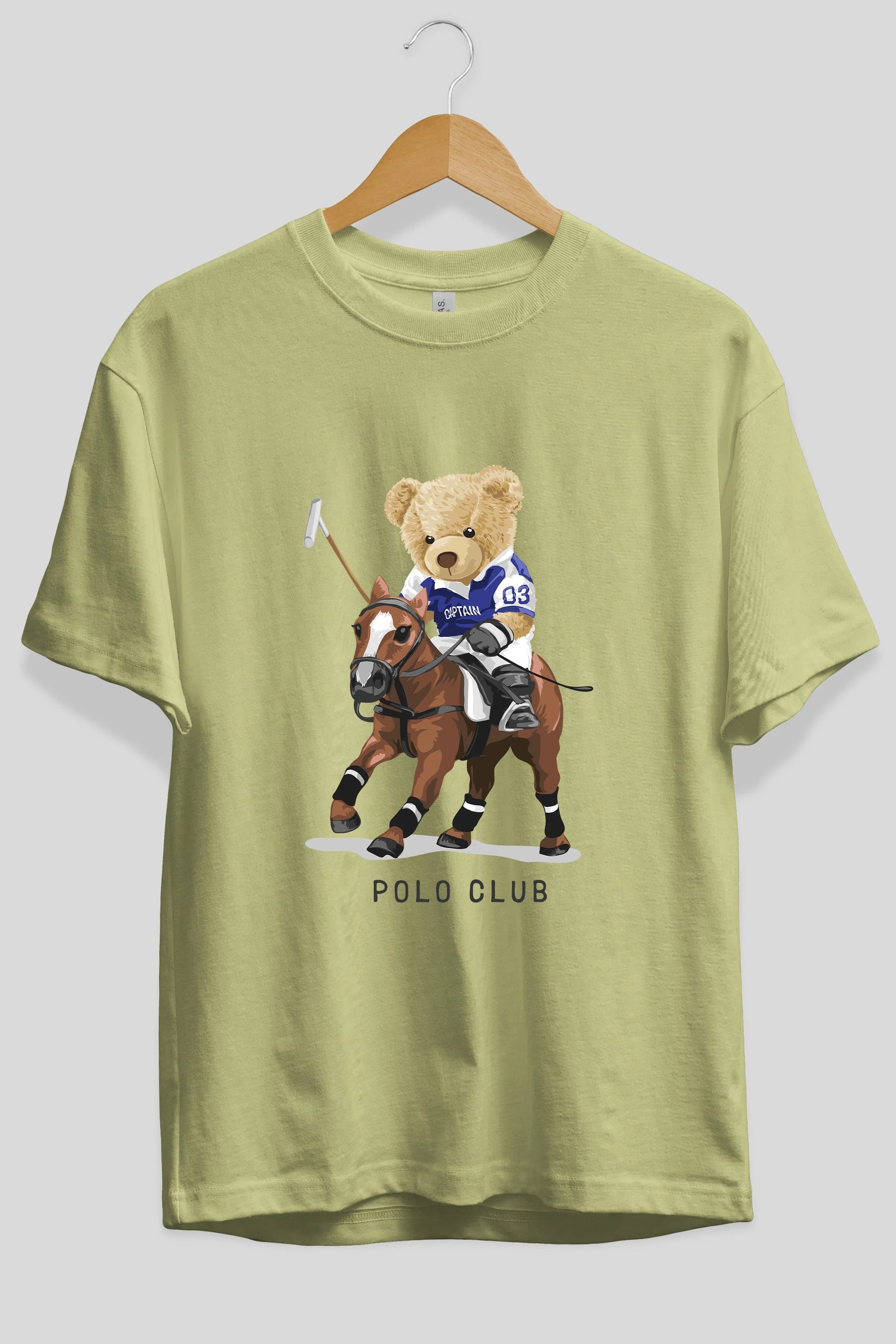 Teddy Bear Polo Club Ön Baskılı Oversize t-shirt Erkek Kadın Unisex %100 Pamuk