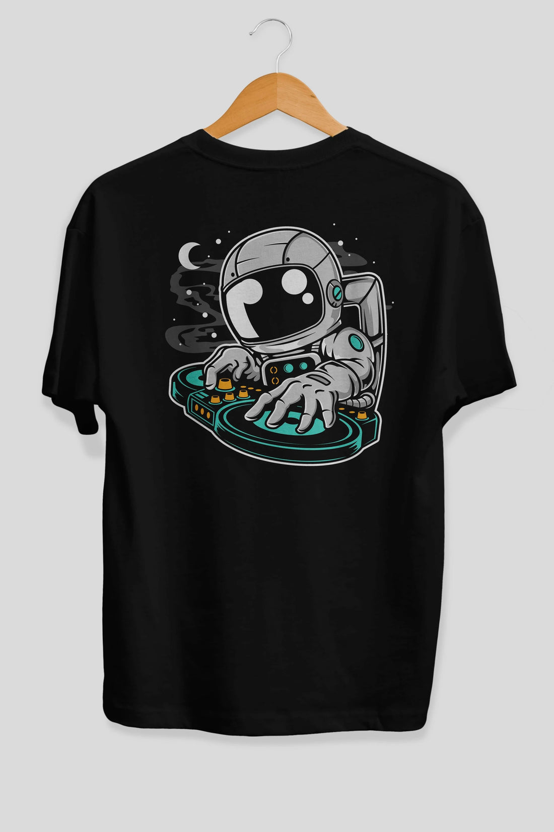 Astronaut DJ Arka Baskılı Oversize t-shirt Erkek Kadın Unisex
