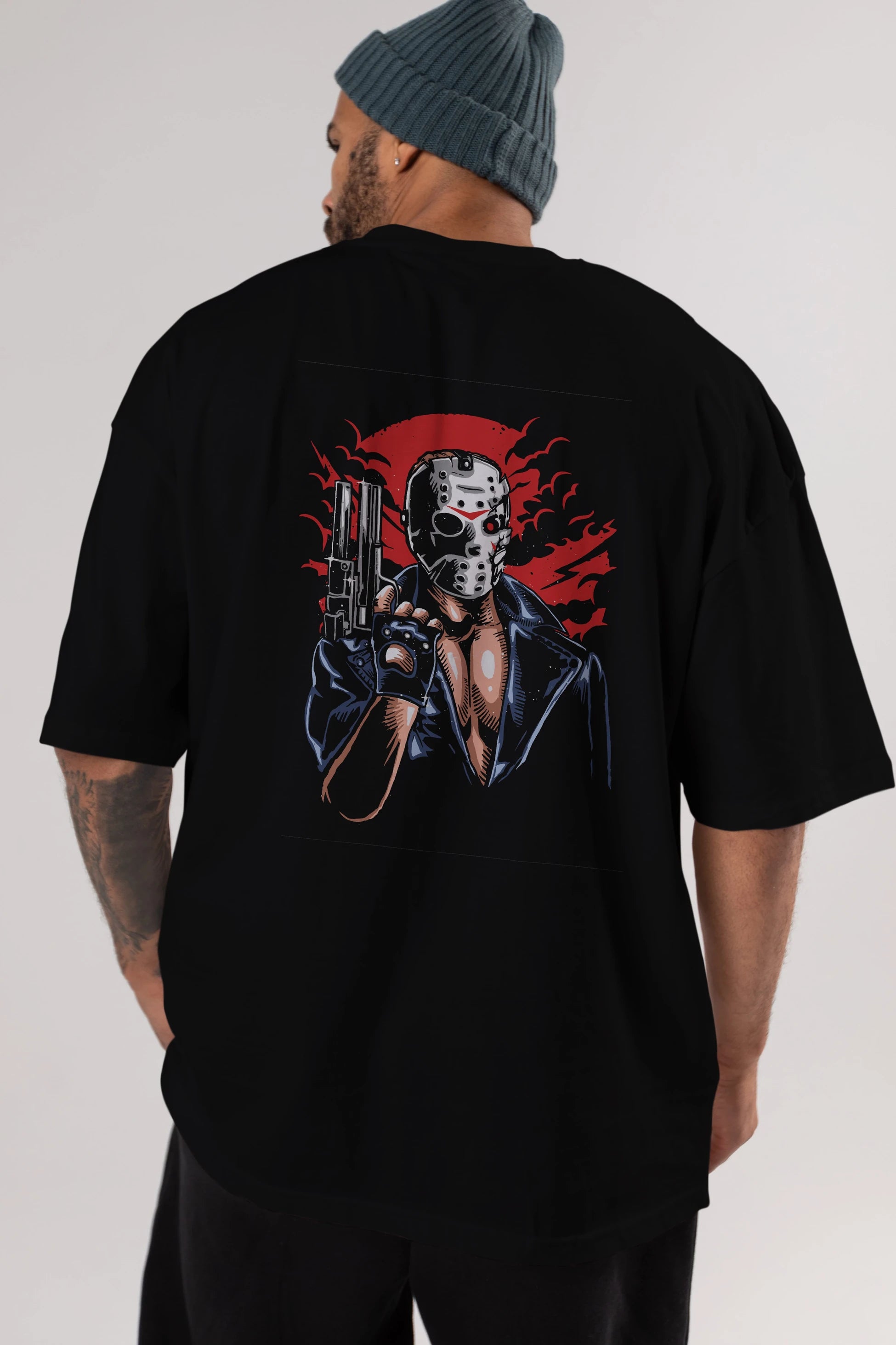 Jason Will Be Back Arka Baskılı Oversize t-shirt Erkek Kadın Unisex %100 Pamuk