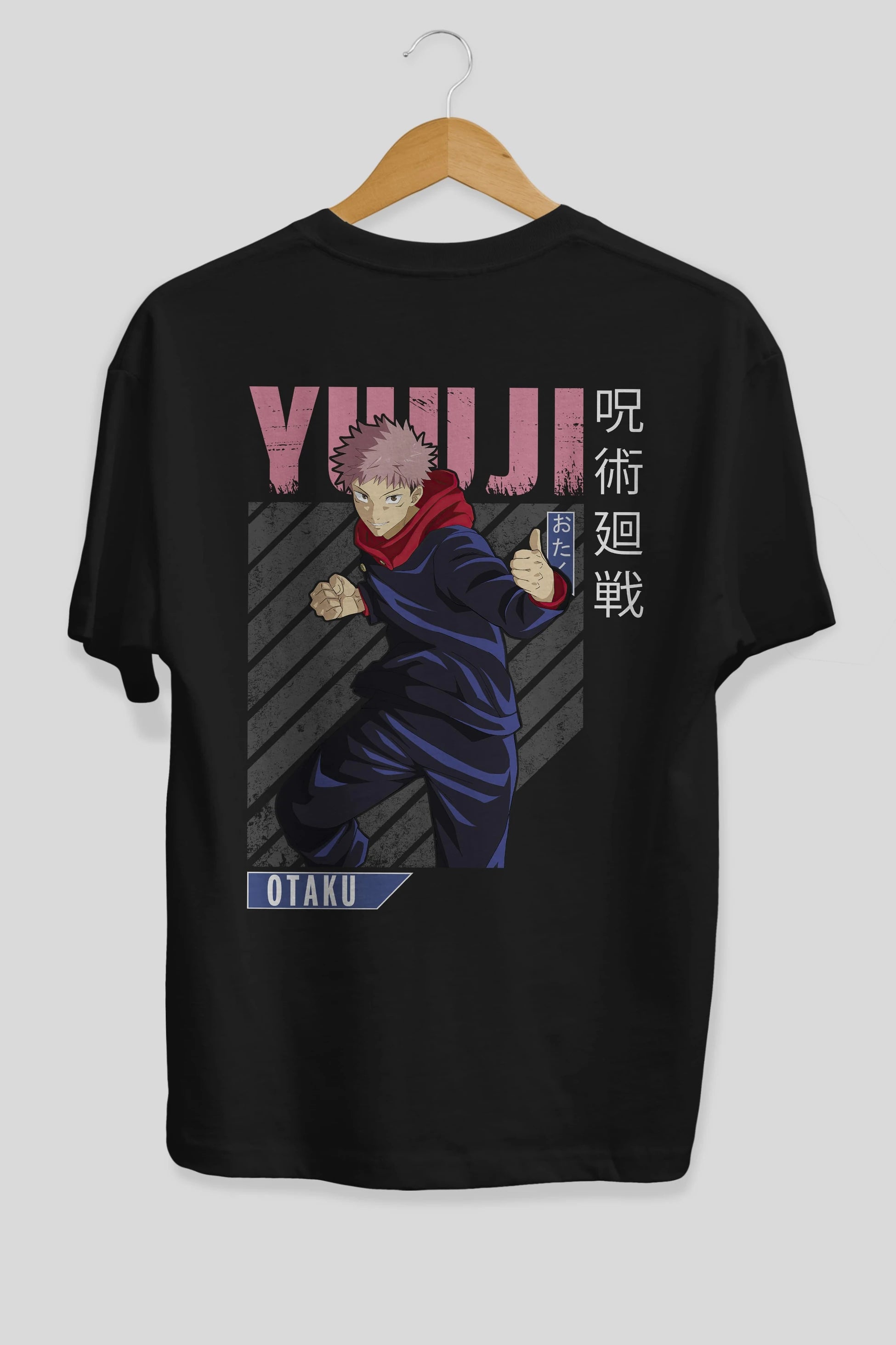 Yuuji Itadori Anime Arka Baskılı Oversize t-shirt Erkek Kadın Unisex