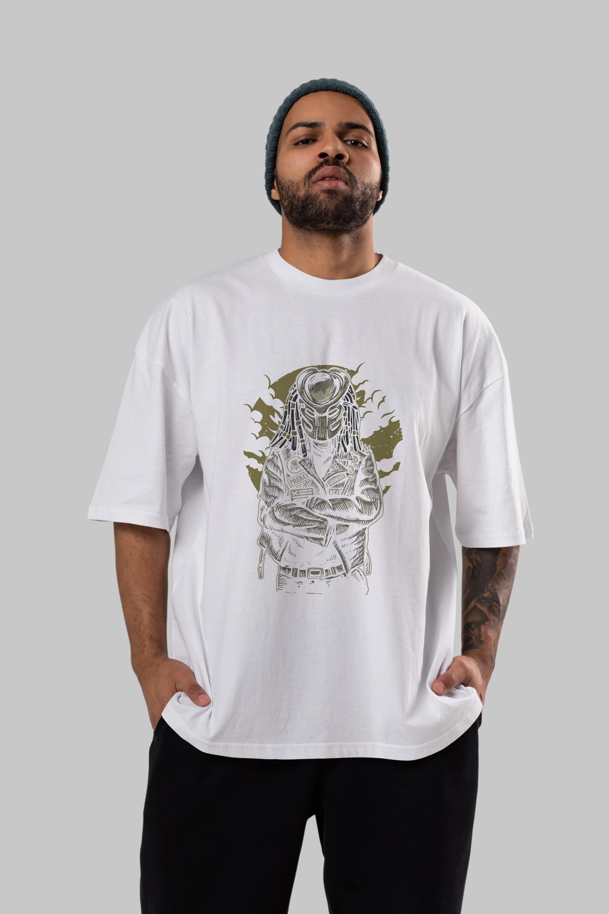 Predator Ön Baskılı Oversize t-shirt Erkek Kadın Unisex %100 Pamuk tişort