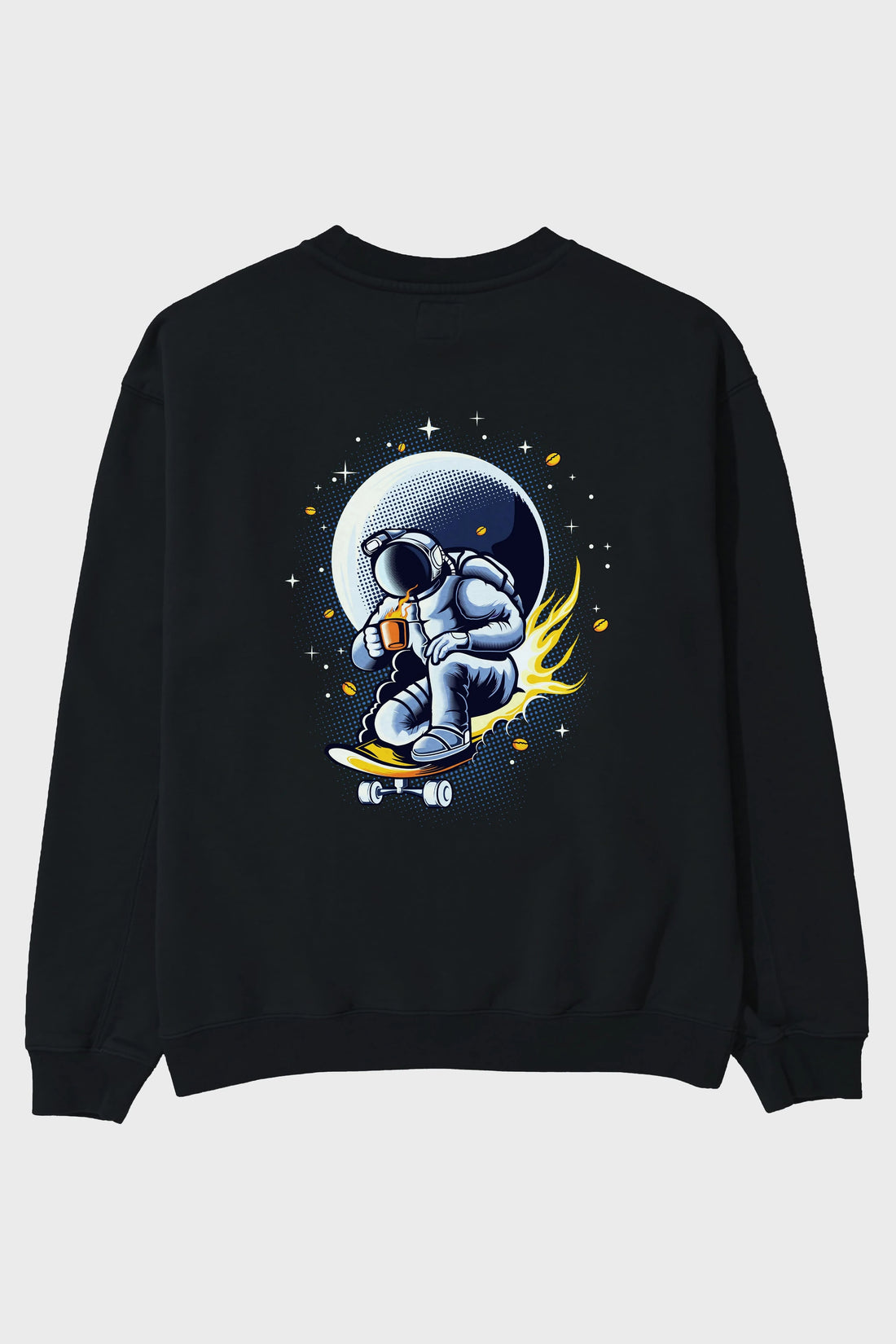 Astro Coffee Addict Arka Baskılı Oversize Sweatshirt Erkek Kadın Unisex