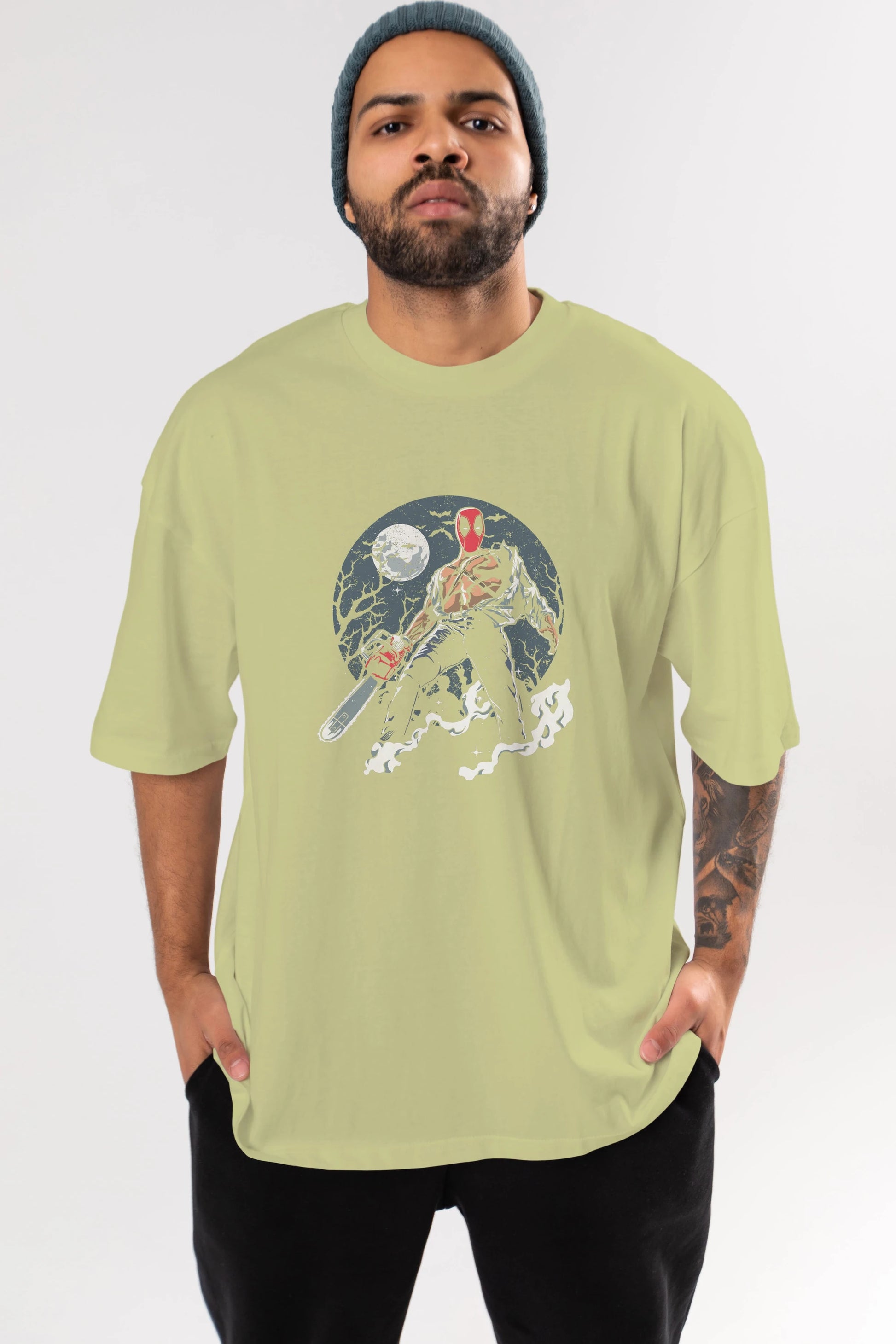 Evil Deadpool Ön Baskılı Oversize t-shirt Erkek Kadın Unisex %100 Pamuk tişort