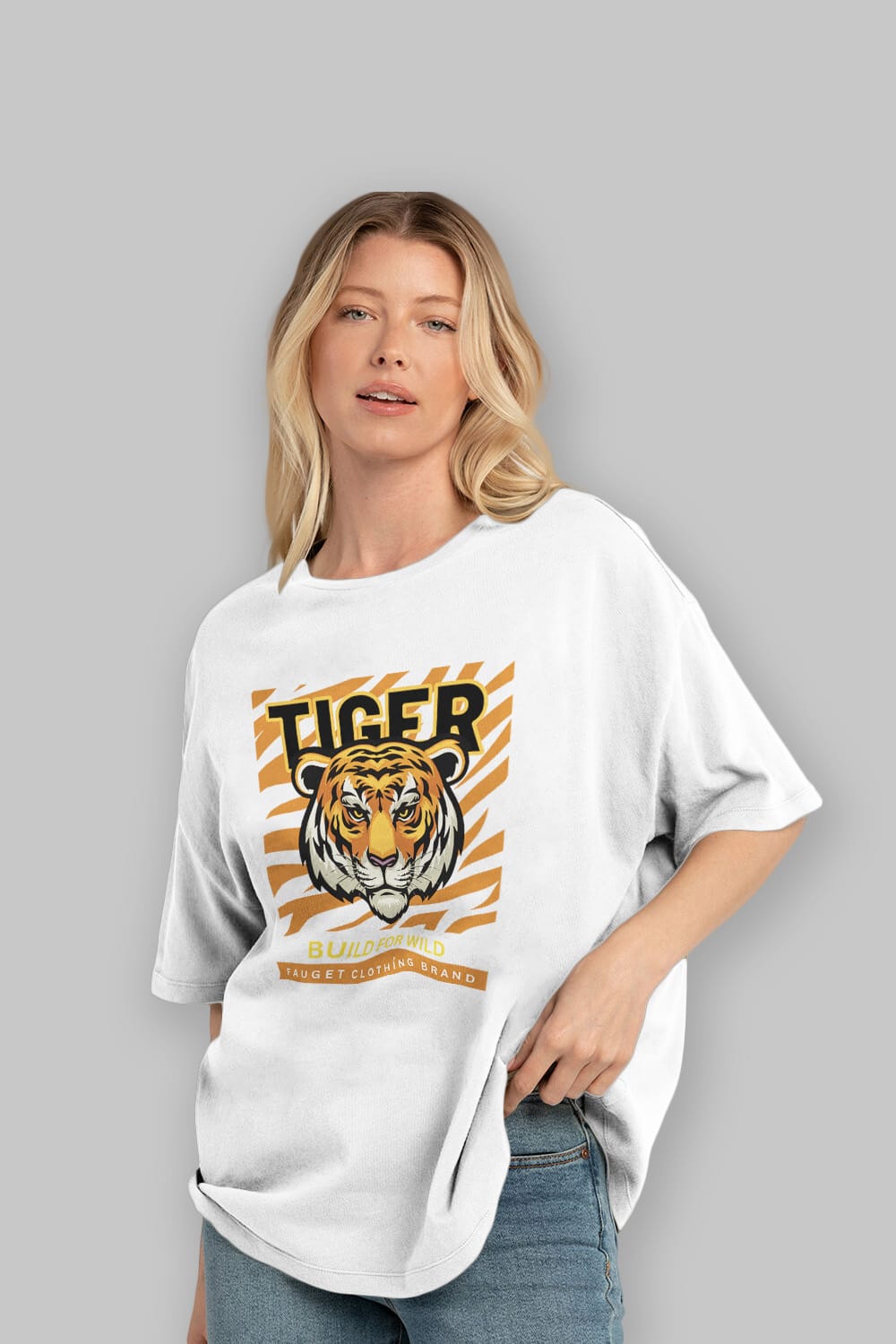 Tiger Ön Baskılı Oversize t-shirt Erkek Kadın Unisex