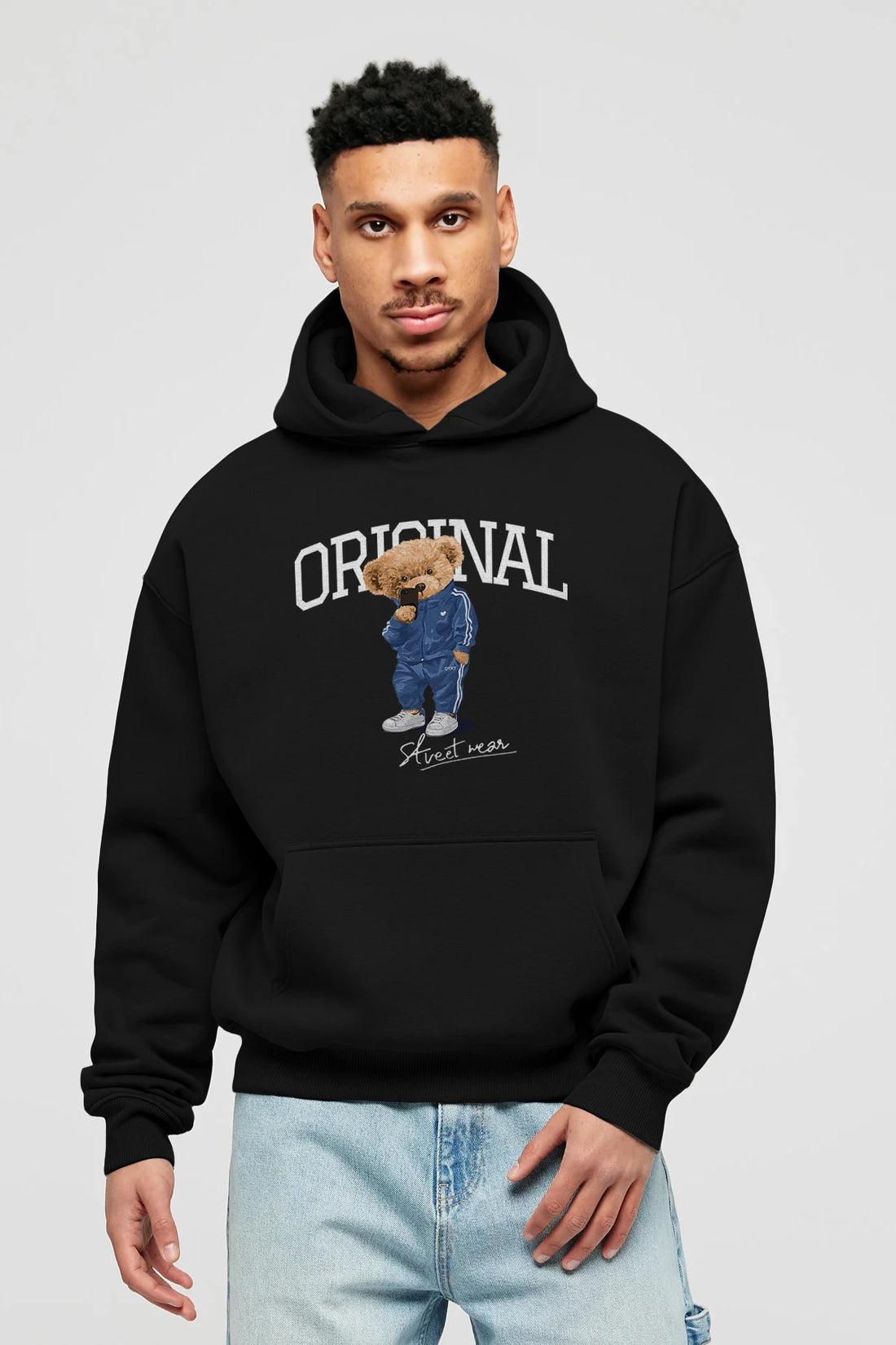Teddy Bear Original Ön Baskılı Hoodie Oversize Kapüşonlu Sweatshirt Erkek Kadın Unisex