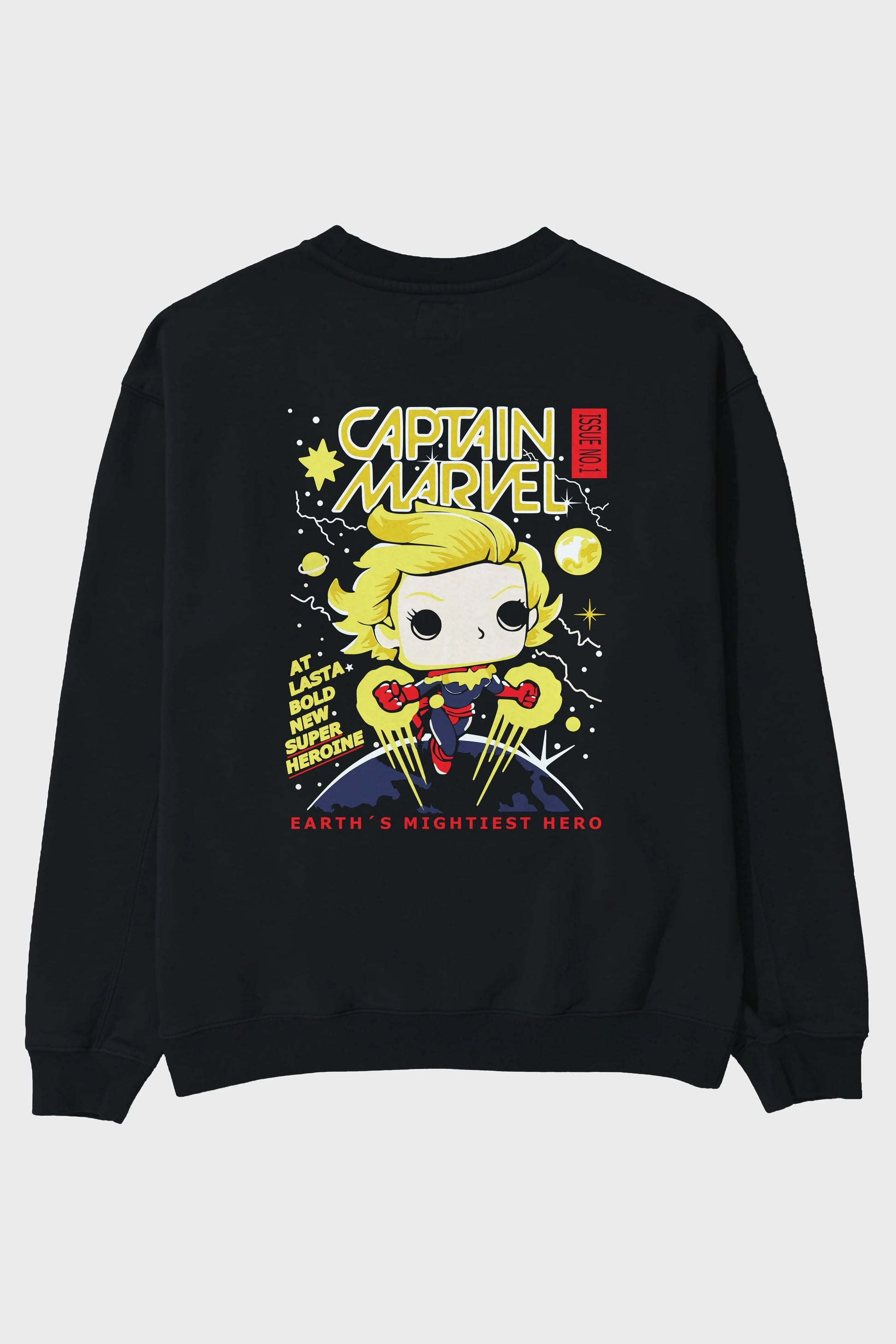 Captain Marvel Arka Baskılı Oversize Sweatshirt Erkek Kadın Unisex
