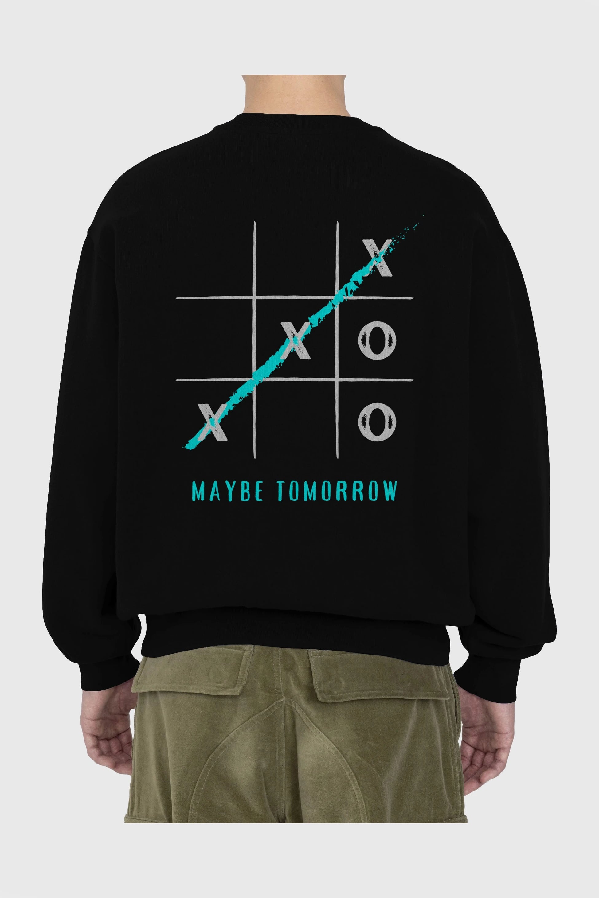Maybe Tomorrow Yazılı Arka Baskılı Oversize Sweatshirt Erkek Kadın Unisex