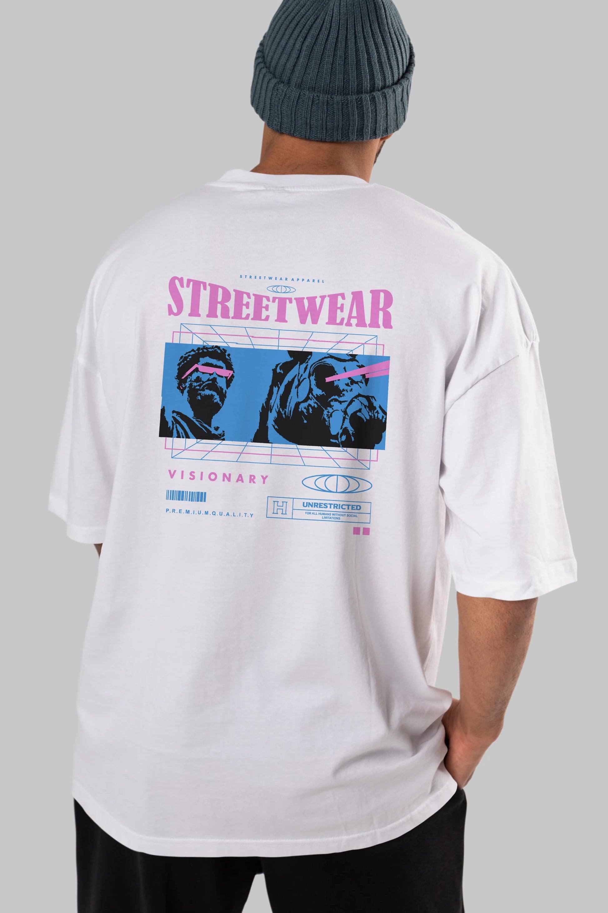 Streetwear Visionary Arka Baskılı Oversize t-shirt Erkek Kadın Unisex