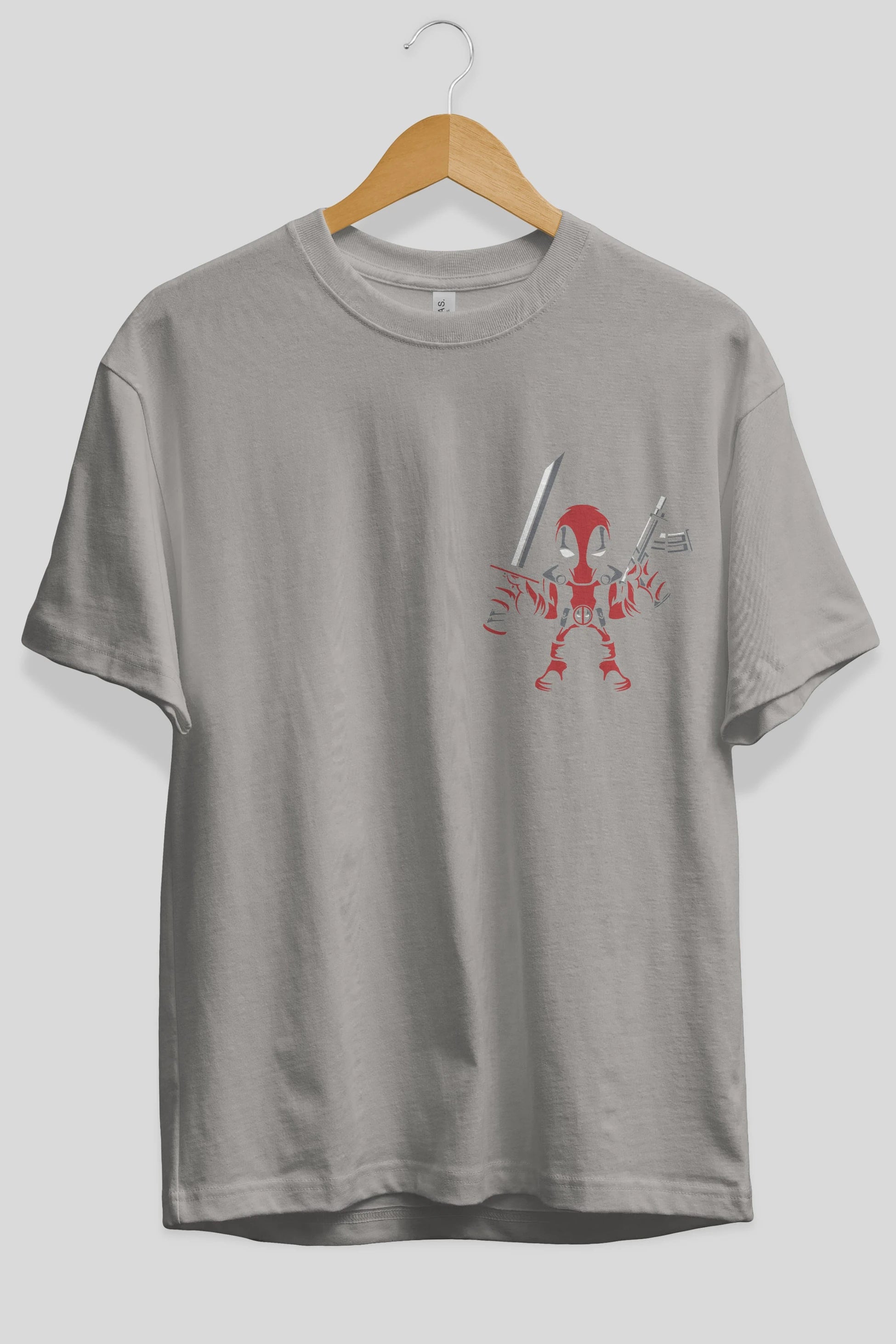 Deadpool (11) Ön Sol Baskılı Oversize t-shirt Erkek Kadın Unisex %100 Pamuk Bisiklet Yaka tişort