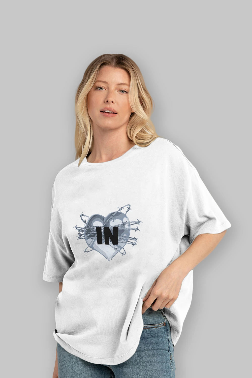 I Need Space Your Heart Ön Baskılı Oversize t-shirt Erkek Kadın Unisex