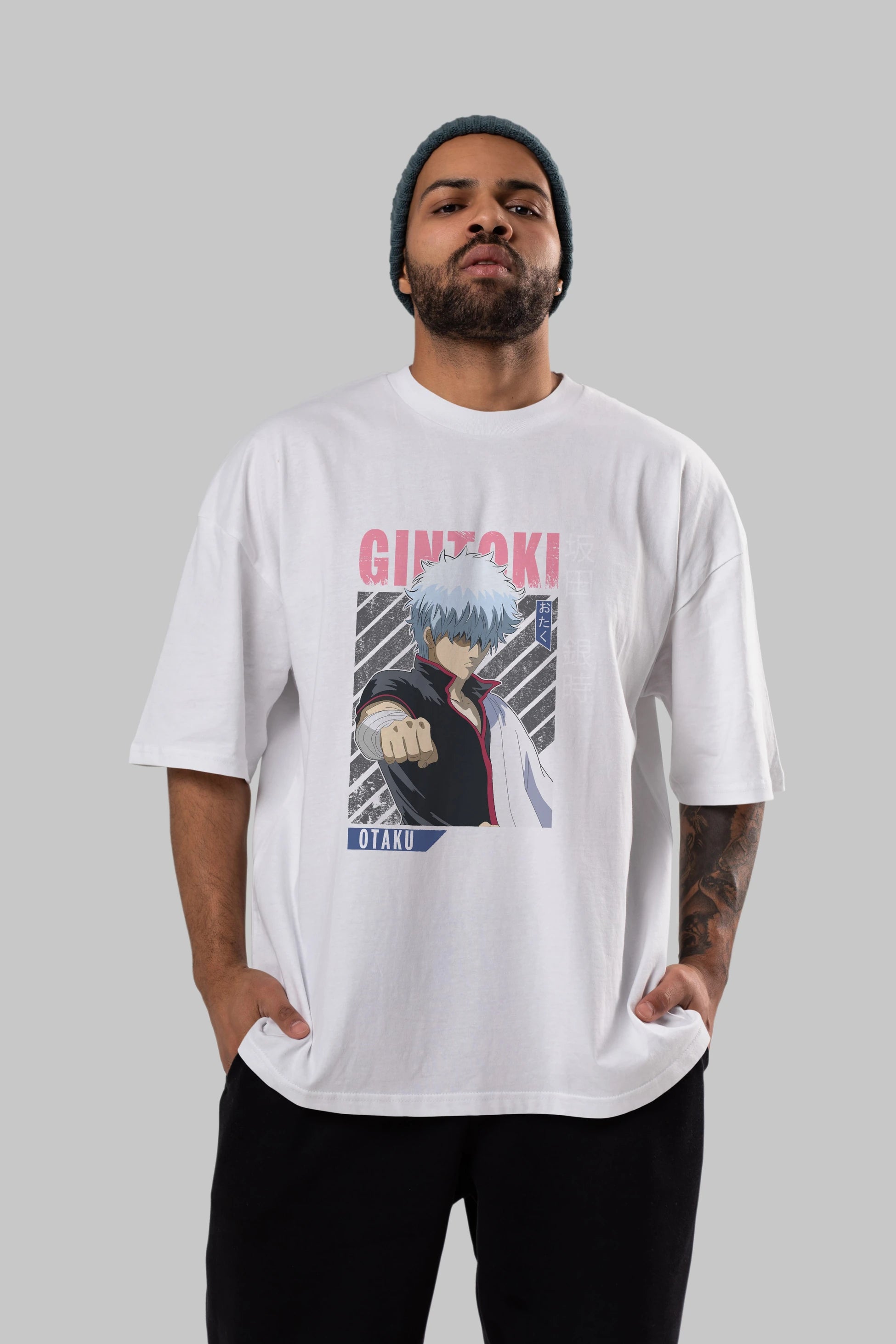 Gintoki Sakata GINTAMA 2 Anime Ön Baskılı Oversize t-shirt %100 pamuk Erkek Kadın Unisex