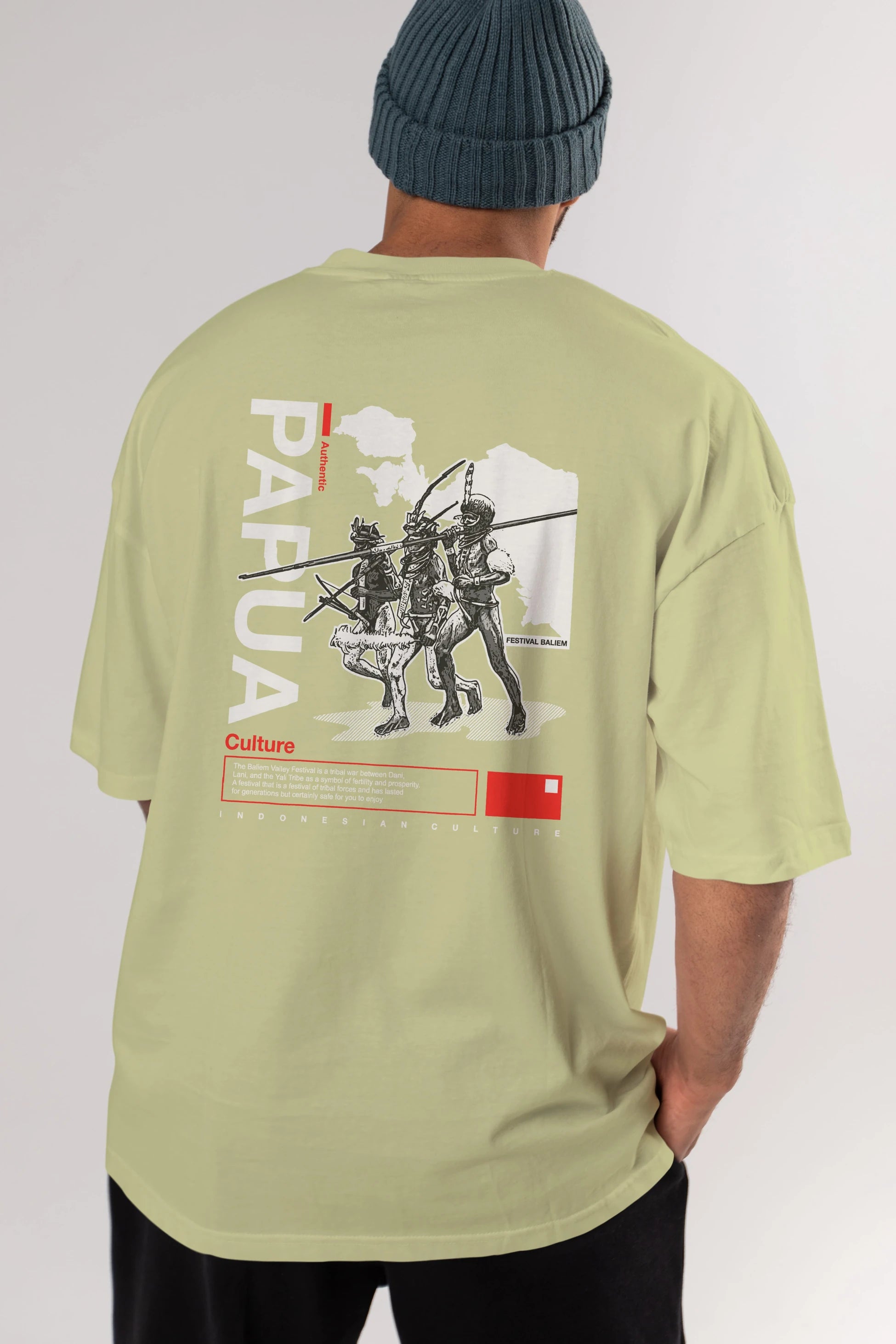 Papua Culture Arka Baskılı Oversize t-shirt Erkek Kadın Unisex