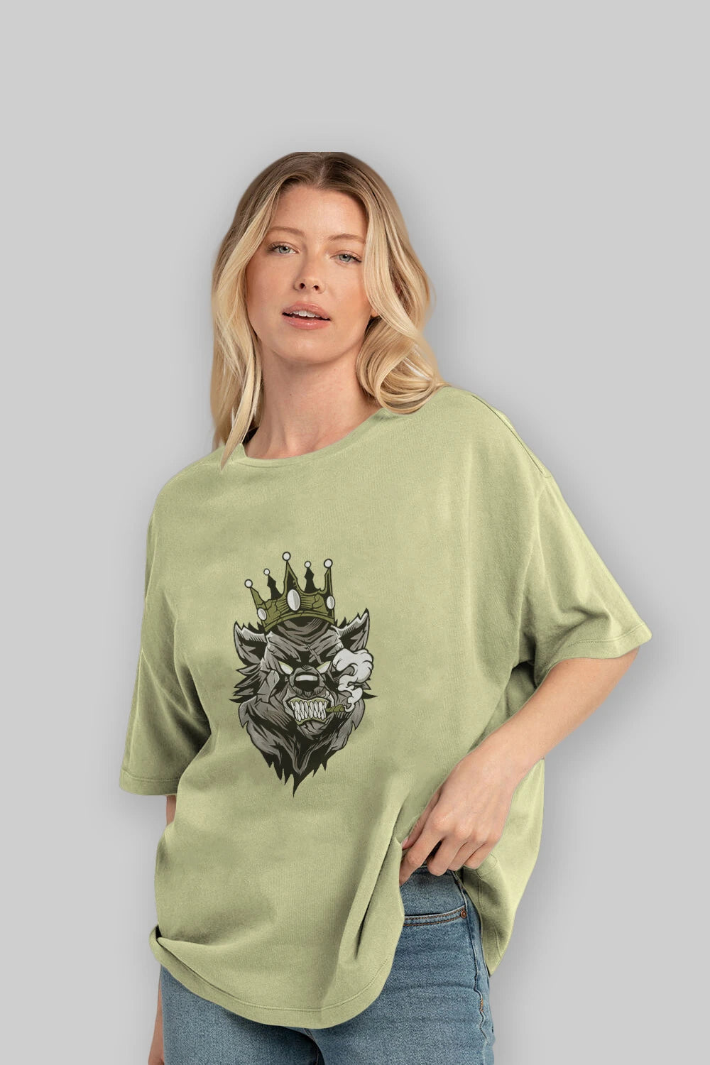 Bear King Ön Baskılı Oversize t-shirt Erkek Kadın Unisex %100 Pamuk tişort
