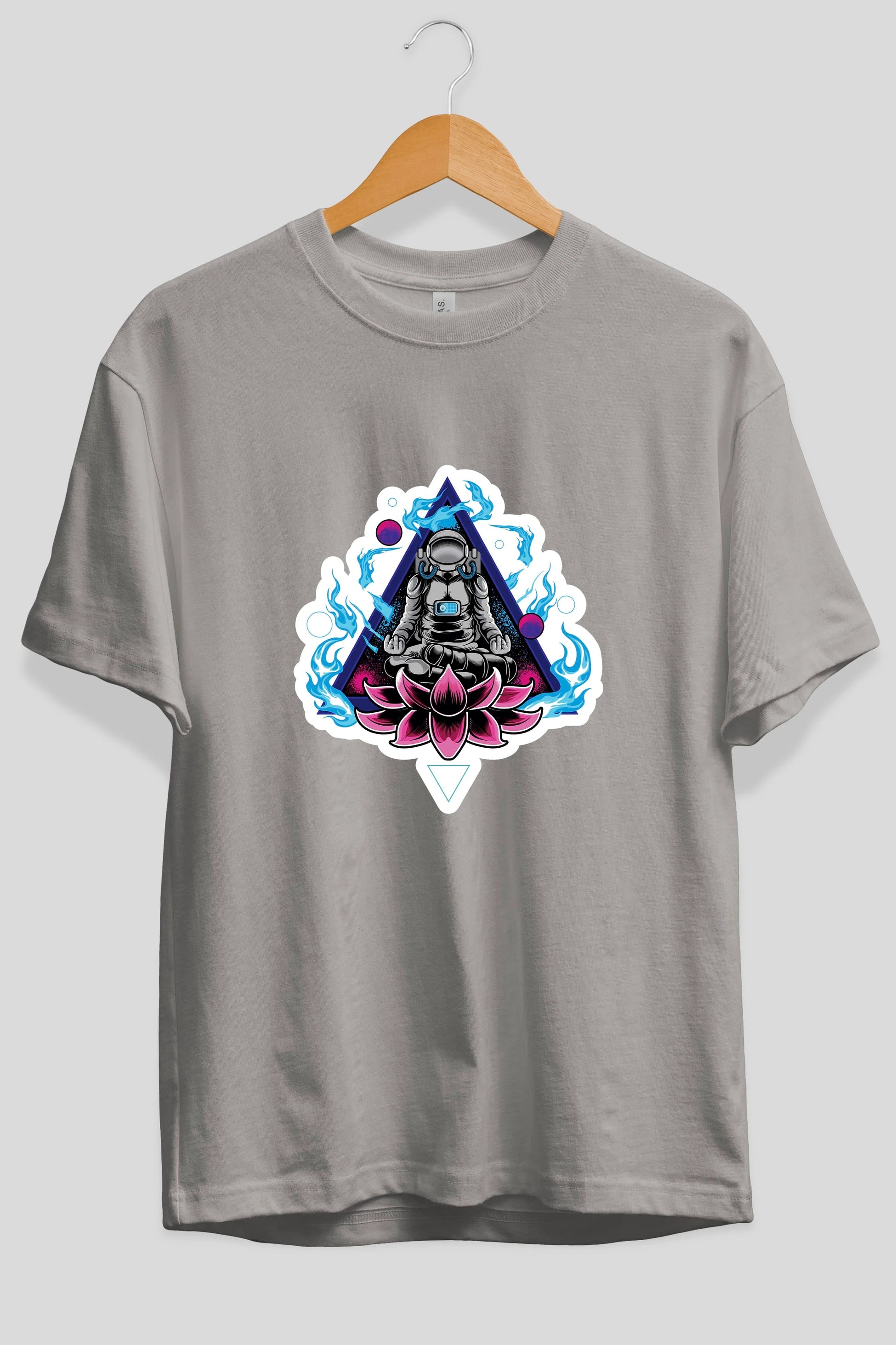 Astronaut Meditation Sticker Ön Baskılı Oversize t-shirt Erkek Kadın Unisex