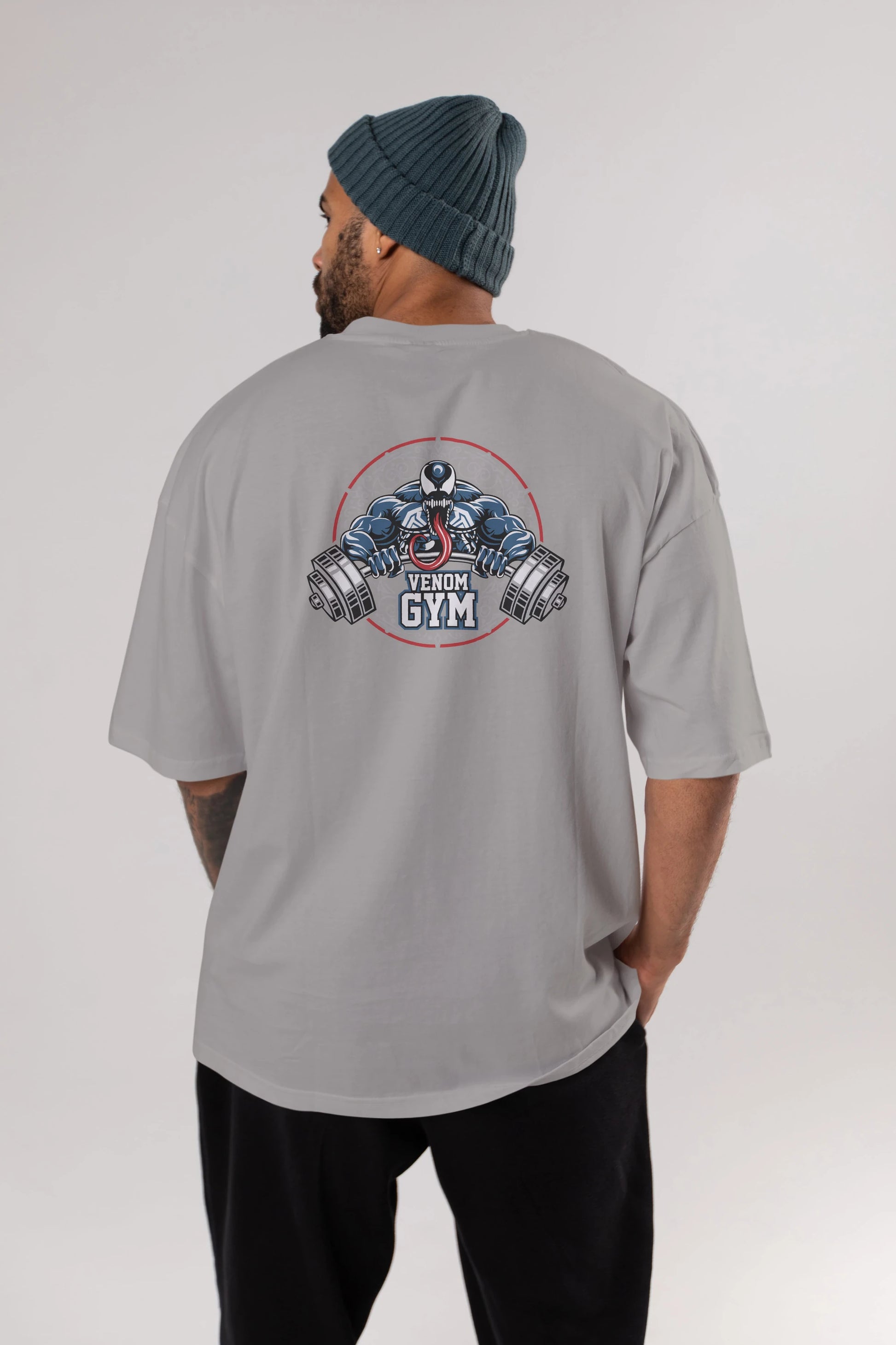 Venom GYM Arka Baskılı Oversize t-shirt Erkek Kadın Unisex %100 Pamuk Bisiklet Yaka tişort