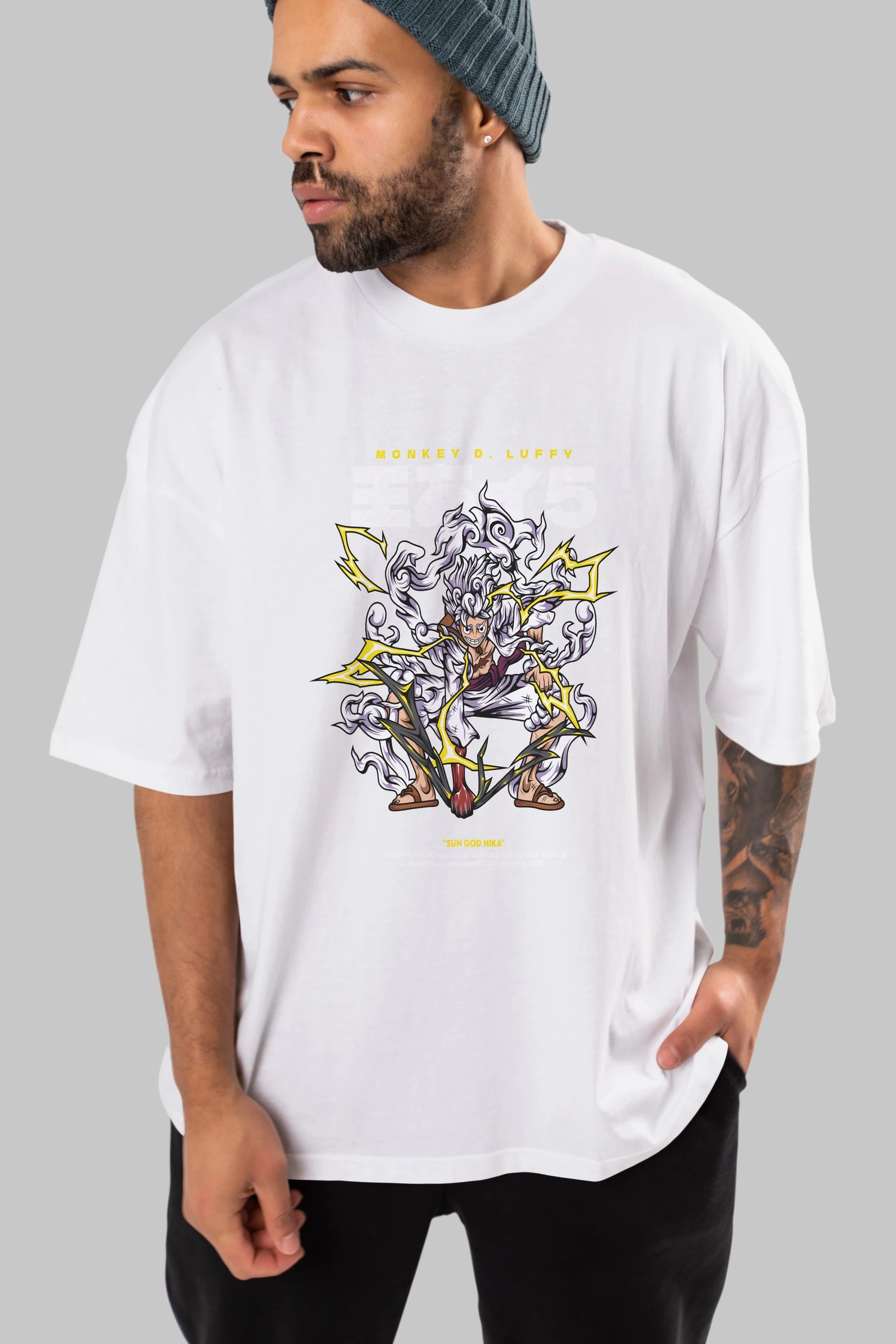 Monkey D. Luffy Anime Ön Baskılı Oversize t-shirt %100 pamuk Erkek Kadın Unisex