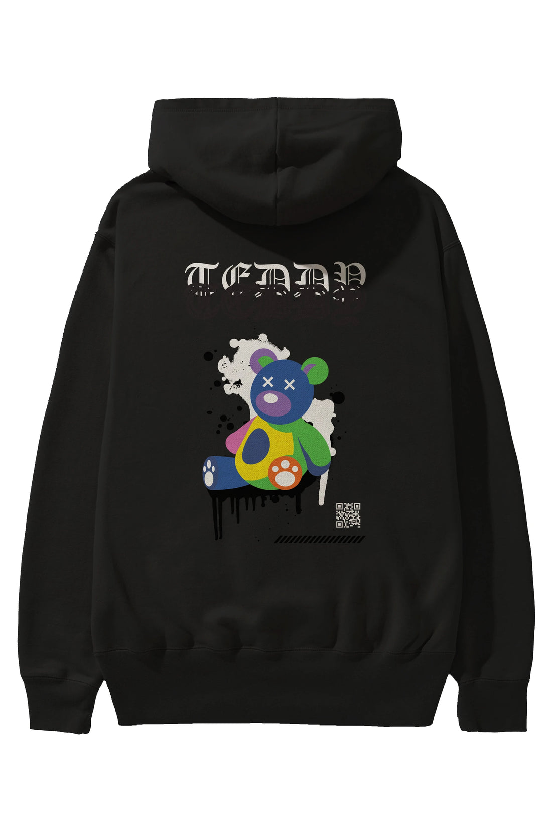 Teddy Bear Arka Baskılı Hoodie Oversize Kapüşonlu Sweatshirt Erkek Kadın Unisex