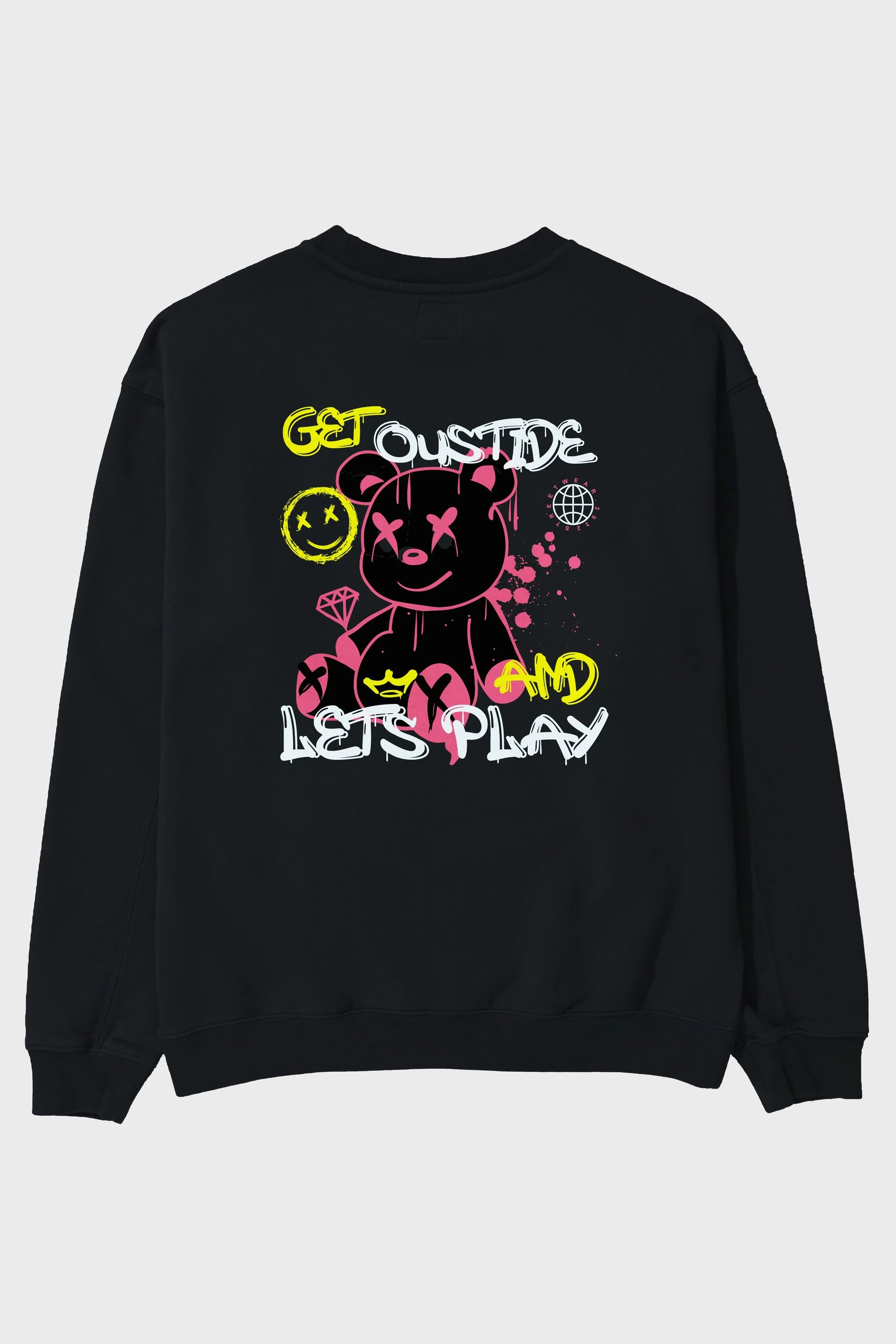 Get Outside Bear Arka Baskılı Oversize Sweatshirt Erkek Kadın Unisex