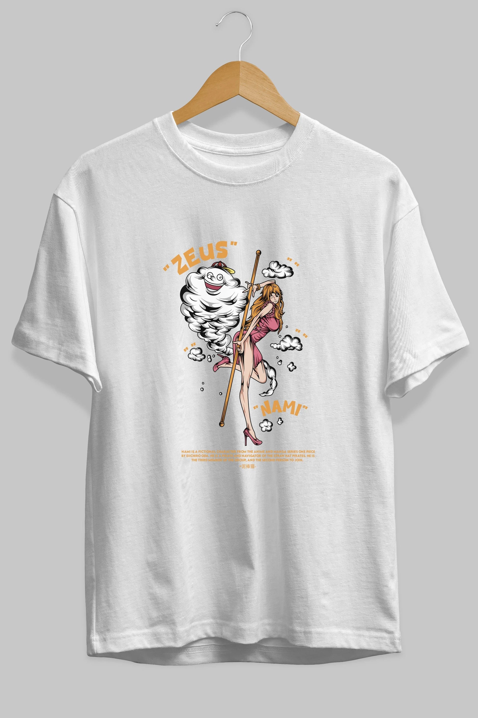 Zeus Nami Anime Ön Baskılı Oversize t-shirt %100 pamuk Erkek Kadın Unisex