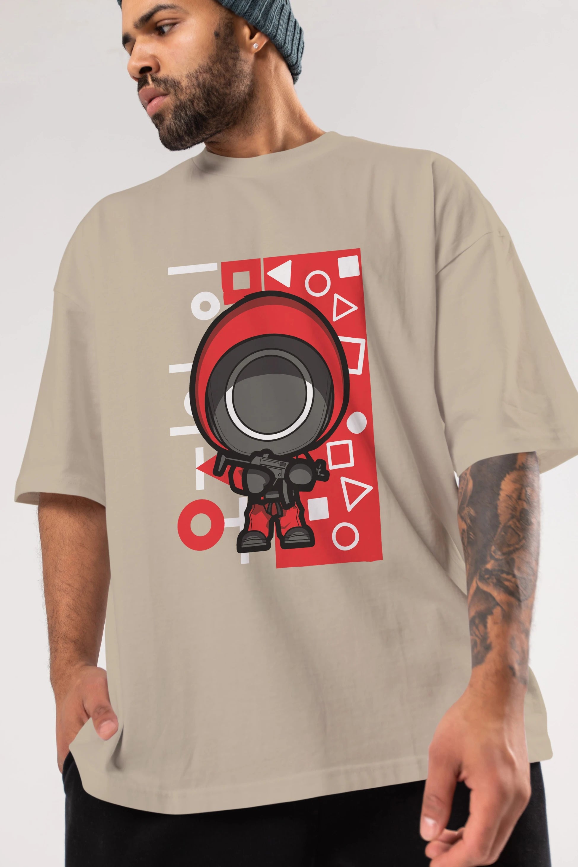Squid Game (4) Ön Baskılı Oversize t-shirt Erkek Kadın Unisex %100 Pamuk Bisiklet Yaka tişort
