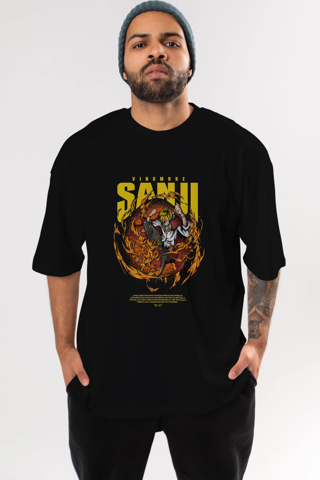Vinsmoke Sanji Anime Ön Baskılı Oversize t-shirt %100 pamuk Erkek Kadın Unisex